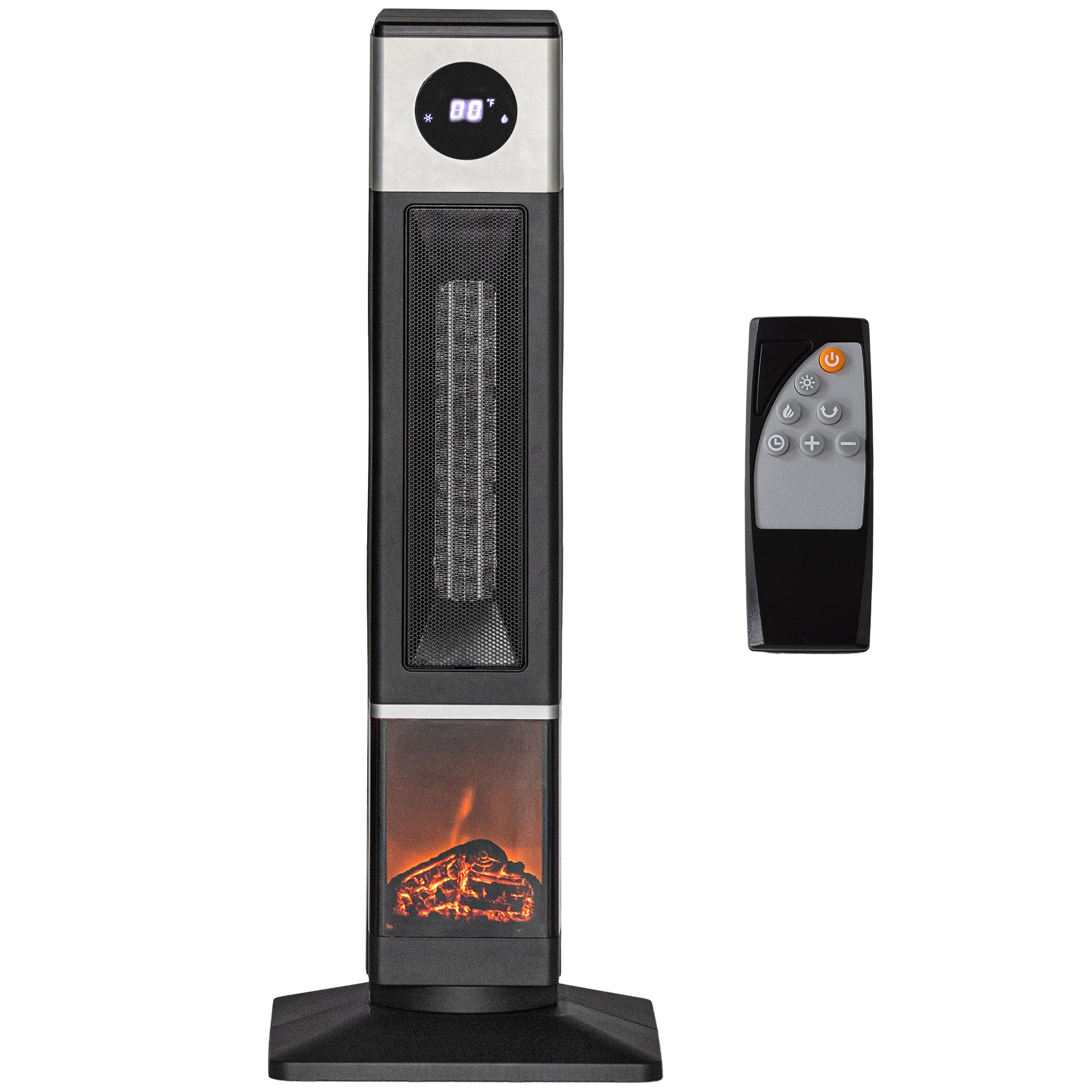 31" Freestanding Electric Fireplace Heater with Oscillation Remote & 12H Timer 1400W Black