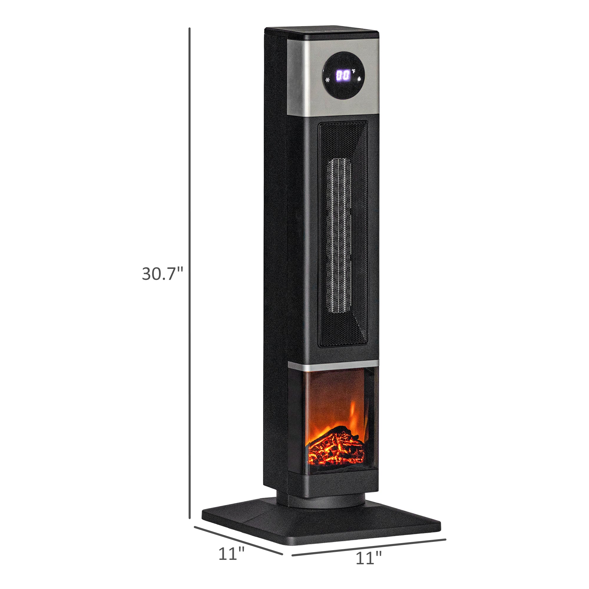 31" Freestanding Electric Fireplace Heater with Oscillation Remote & 12H Timer 1400W Black