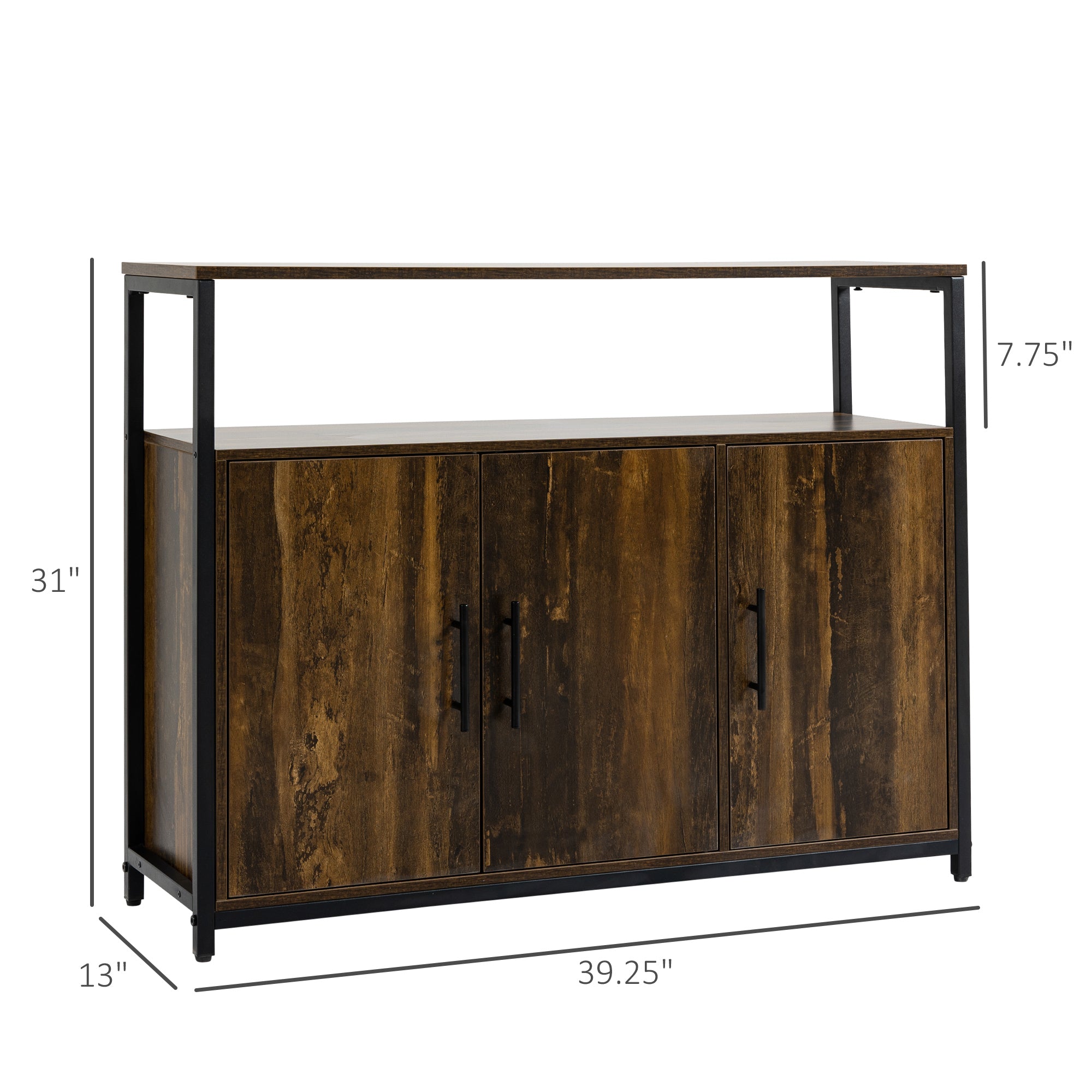 Industrial Sideboard Buffet Cabinet Kitchen Cabinet with Adjustable Shelves Rustic Brown