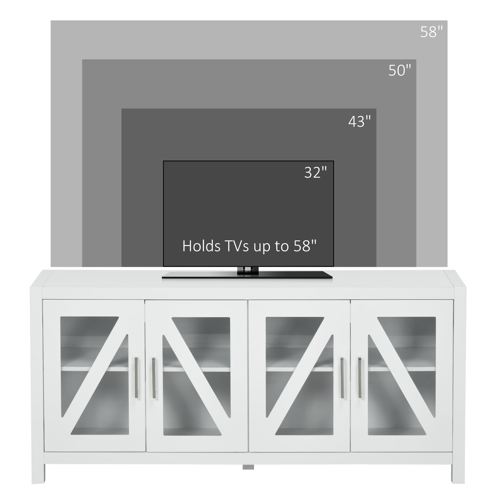 TV Cabinet Stand for TVs up to 58" w/ Adjustable Shelves Cable Holes