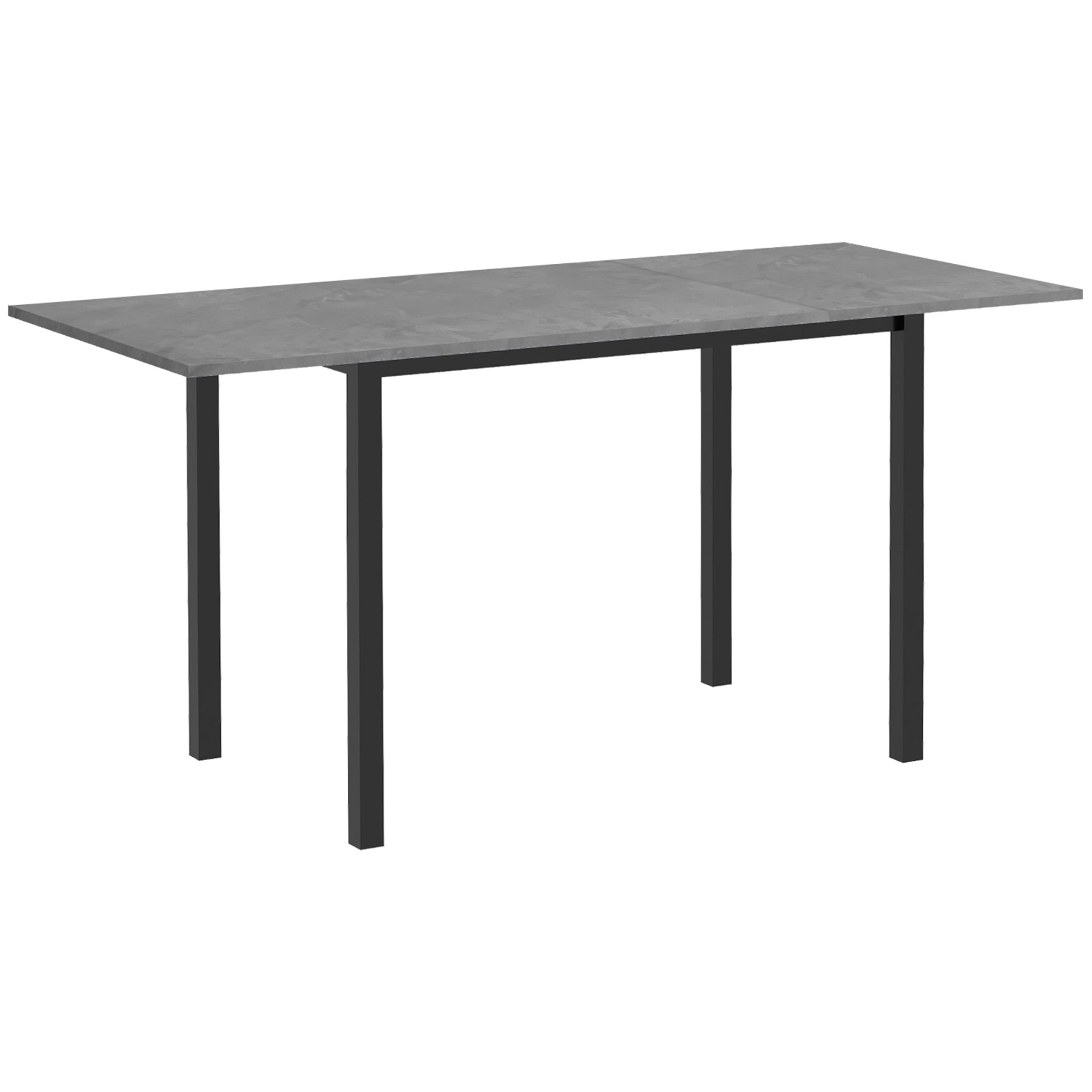 HOMCOM Expandable Dining Table with Detachable Side, Folding Kitchen Table for Six People, Extending Table with Steel Frame for Small Spaces, Dark Grey