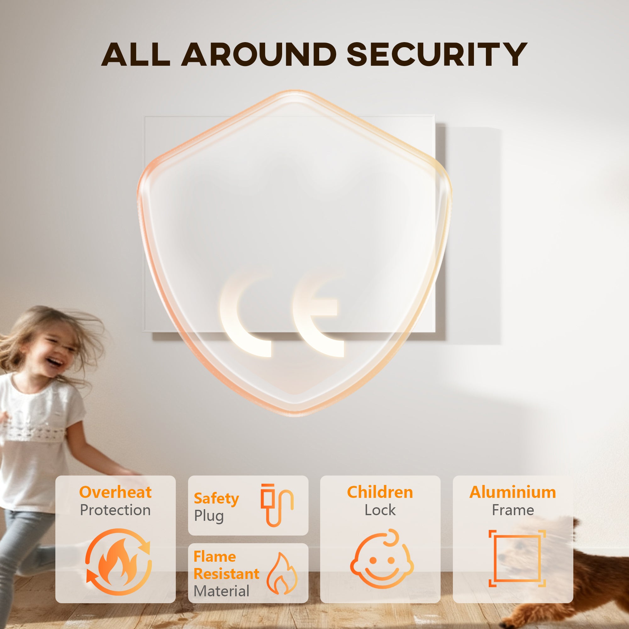 Wifi Enabled Smart Electric Heater, 170W Far Infrared Panel Heater, Low Energy, Voice Control, Adjustable Thermostat, Weekly and 12H Timer, Wall Mounted Radiator, Overheat Protection, White