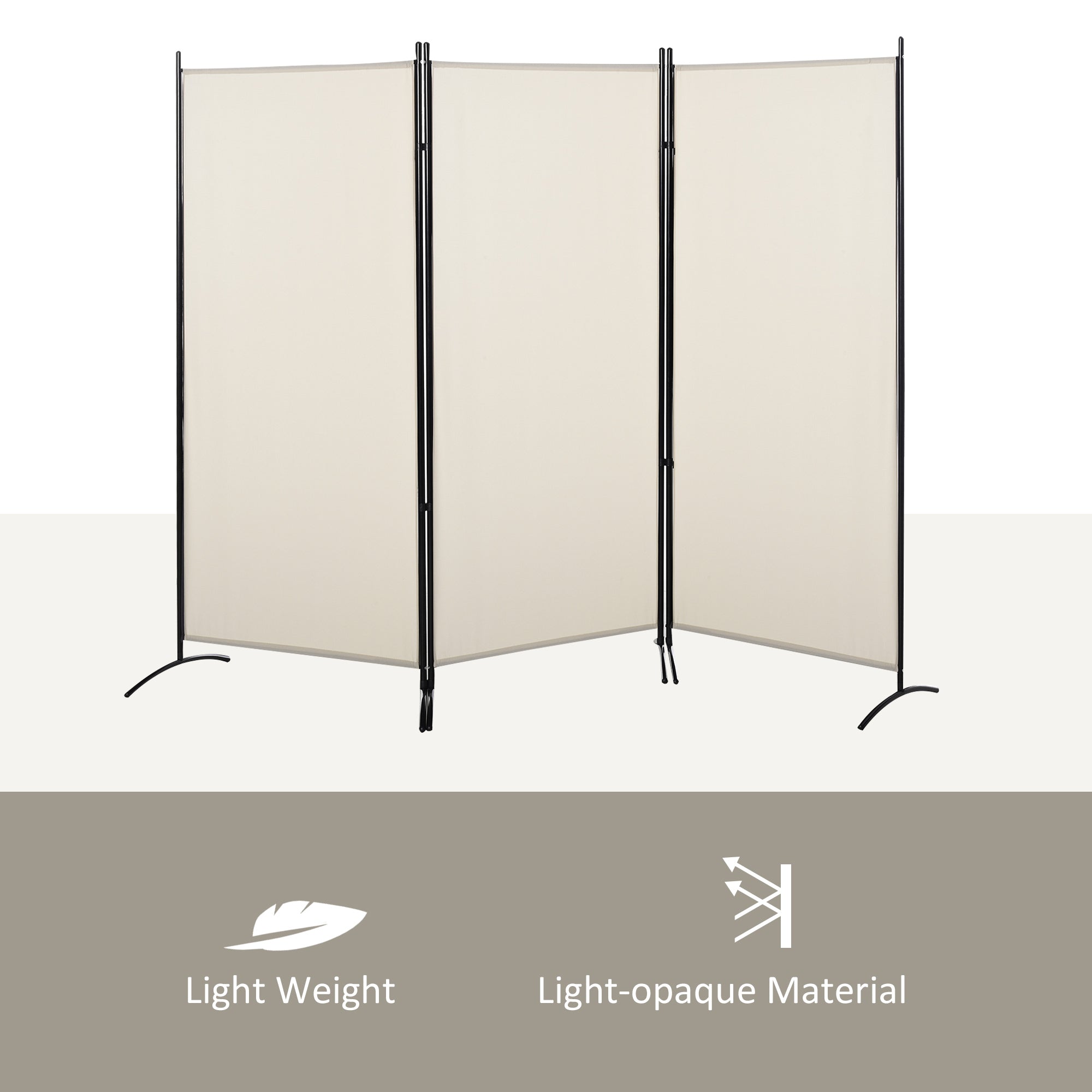 6' 3 Panel Room Divider, Indoor Privacy Screen for Home, Beige