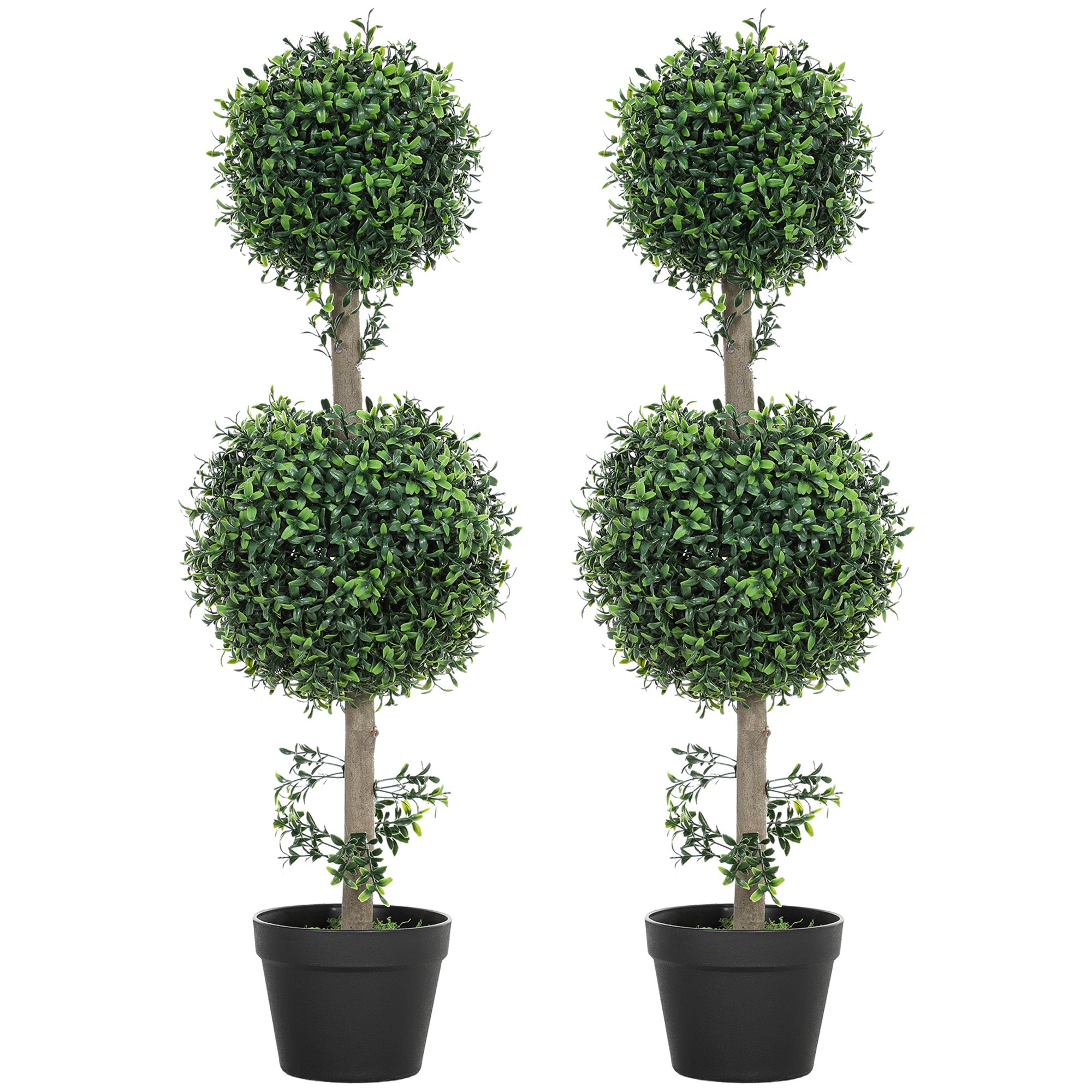 2 Pack Decorative Artificial Plants, Topiary Ball-shaped Boxwood Trees in Pot, Fake Plants for Home Indoor outdoor Decor, 36.1 Inch, Green