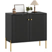 Modern Sideboard Buffet Cabinet with Fluted Doors, Coffee Bar Cabinet with Adjustable Shelf and Steel Legs for Kitchen, Dining Room, Living Room, Black