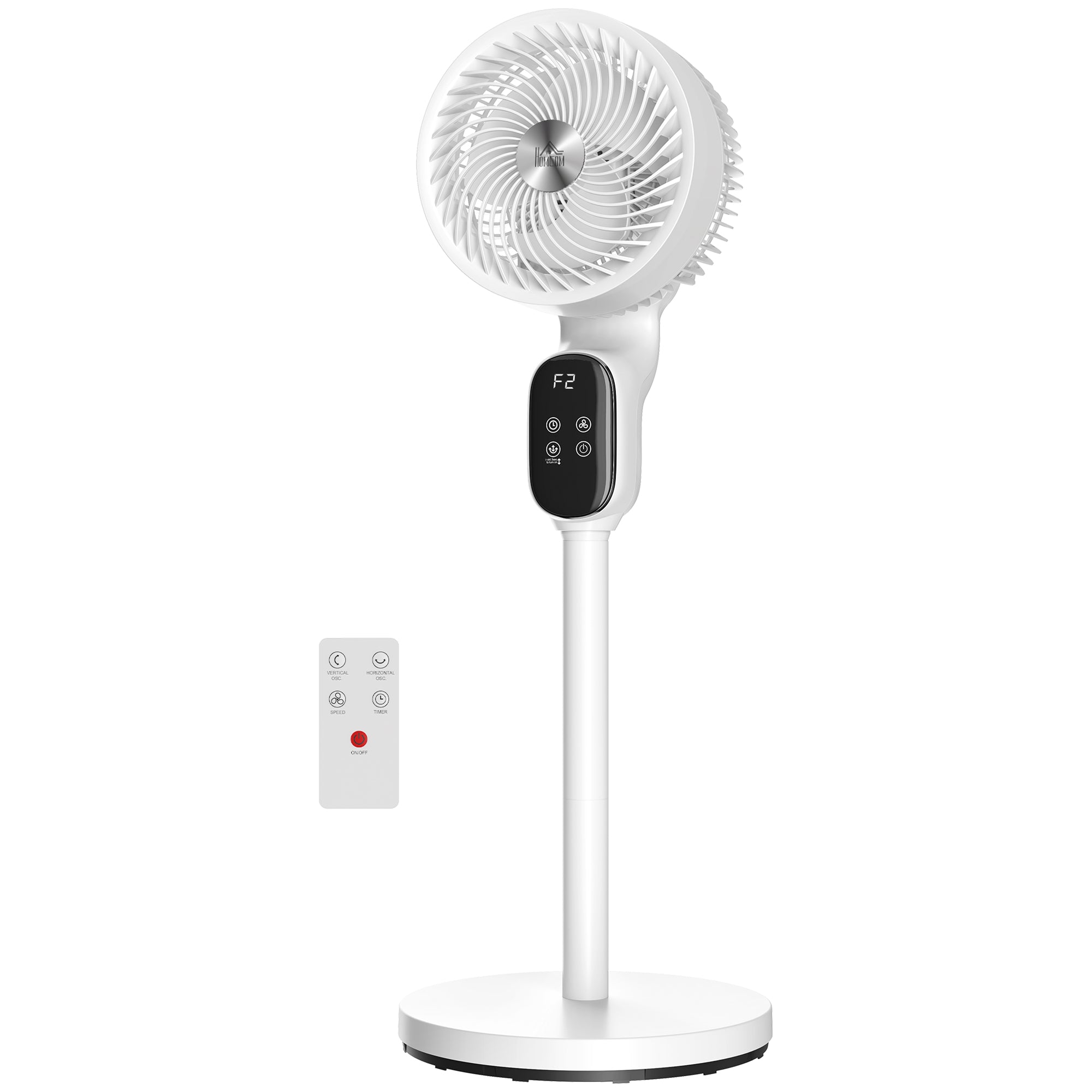 20 dB Silent Standing Fan for Bedroom, 39" Pedestal Fan with Remote, 90° Oscillating, 8 Speeds, Adjustable Height, 12H Timer, Aroma Diffuser, LED Display, White