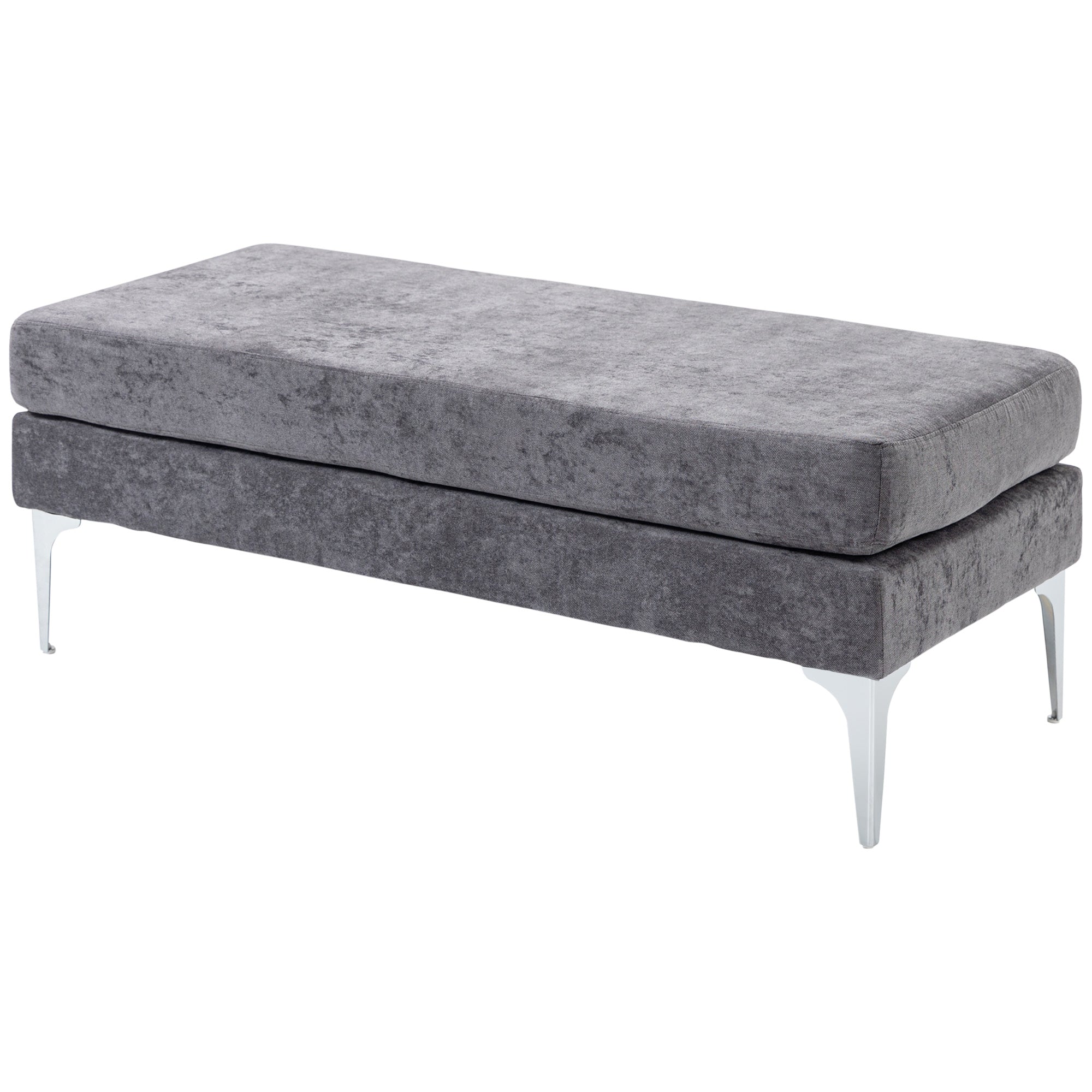 48 Inches Upholstered Bedroom Bench Modern End of Bed with Double Layer Cushions and Steel Legs Dark Gray