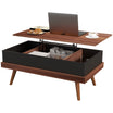 Lift Top Coffee Table with Hidden Compartments and Wood Legs Walnut