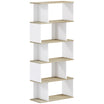 5-Tier Bookshelf, Geometric S Shaped Bookcase, Tall Narrow Display Shelf for for Living Room, Study Room, Home Office, White