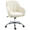 Velvet Office Chair, Modern Makeup Vanity Chair with Tub Back, Swivel Rolling Computer Armchair for Bedroom, Living Room, Beige