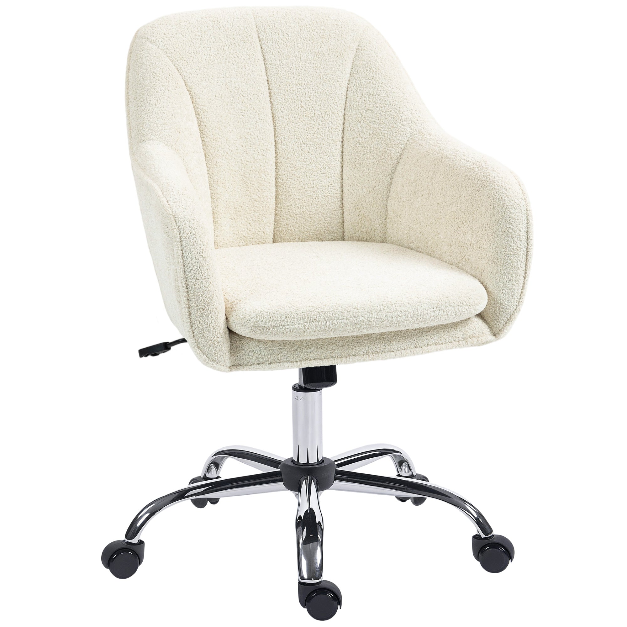 Velvet Office Chair, Modern Makeup Vanity Chair with Tub Back, Swivel Rolling Computer Armchair for Bedroom, Living Room, Beige