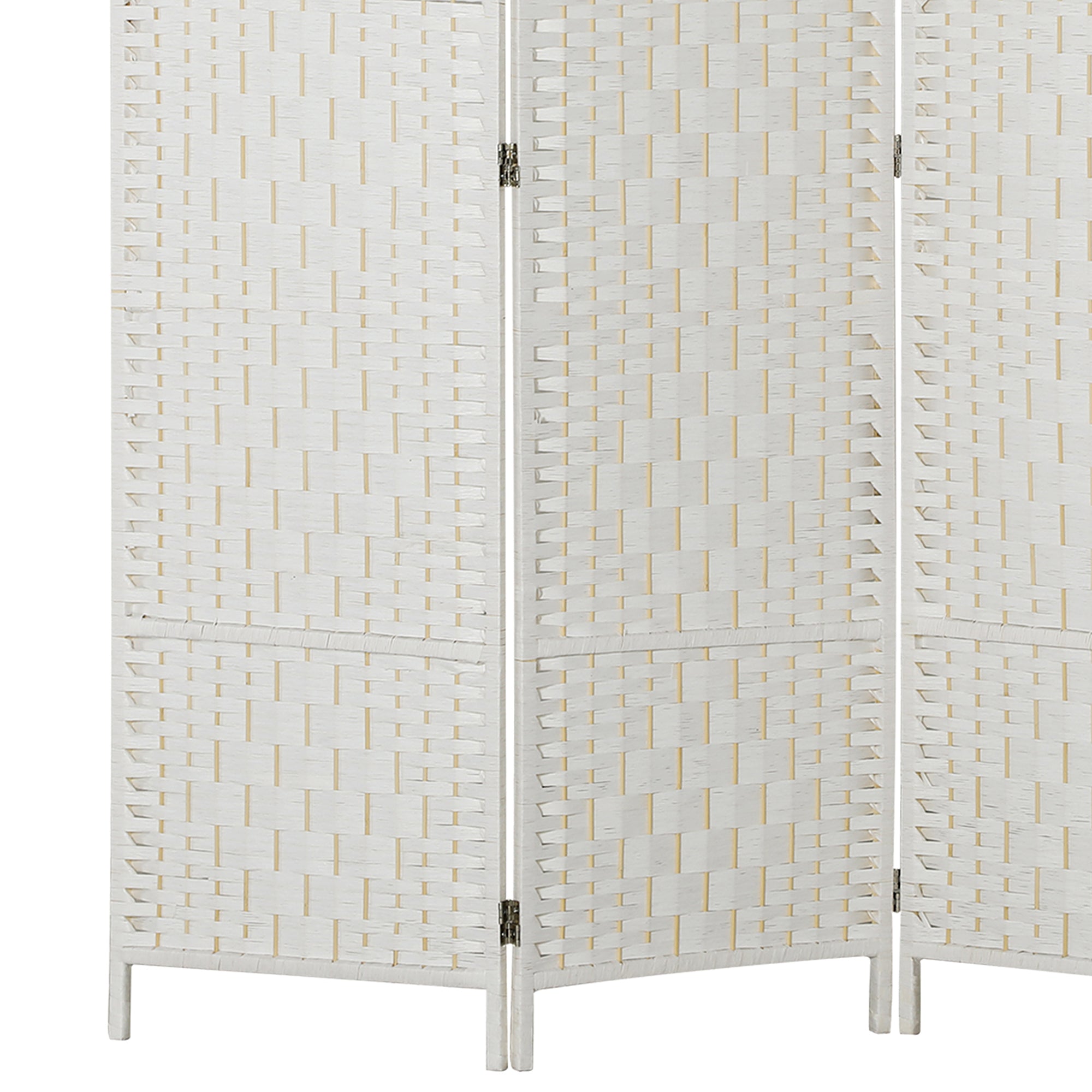 3 Panels Room Divider, 6 Ft Tall Indoor Portable Folding Privacy Screens, Hand-Woven Double Hinged Freestanding Partition Wall Divider for Home Office, Natural