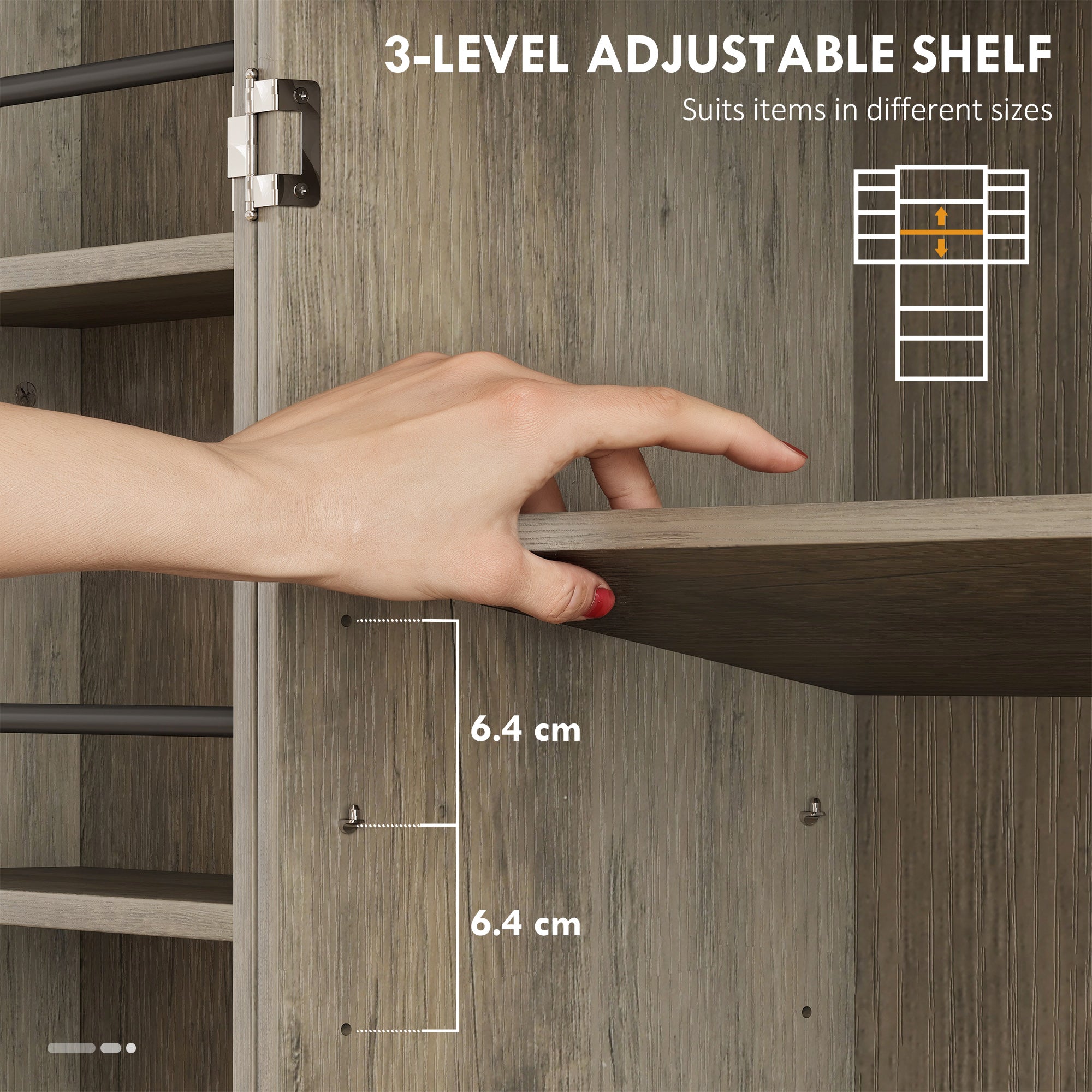 72" Kitchen Pantry Cabinet, Farmhouse Freestanding Tall Kitchen Storage Cabinet with 4 Barn Doors, Hidden Drawer, 8 Door Shelves and Adjustable Shelf, Light Ivory Grey