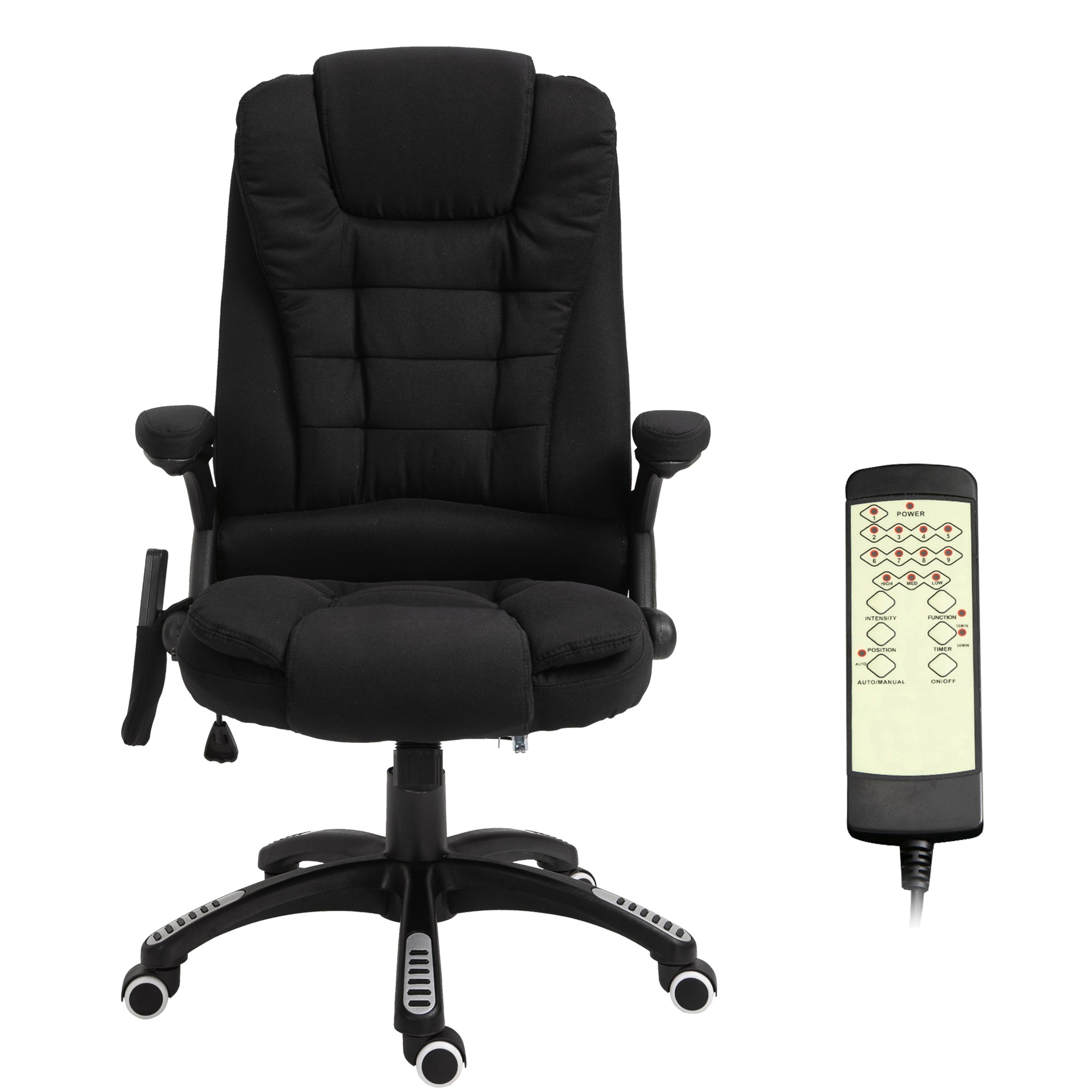 Vinsetto 6 Point Vibrating Massage Home Office Chair High Back Executive Chair with Reclining Back, Swivel Wheels, Black