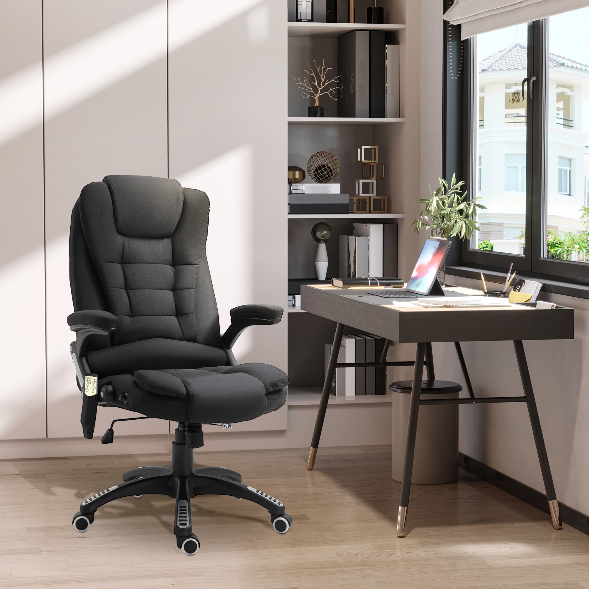 Vinsetto 6 Point Vibrating Massage Home Office Chair High Back Executive Chair with Reclining Back, Swivel Wheels, Black