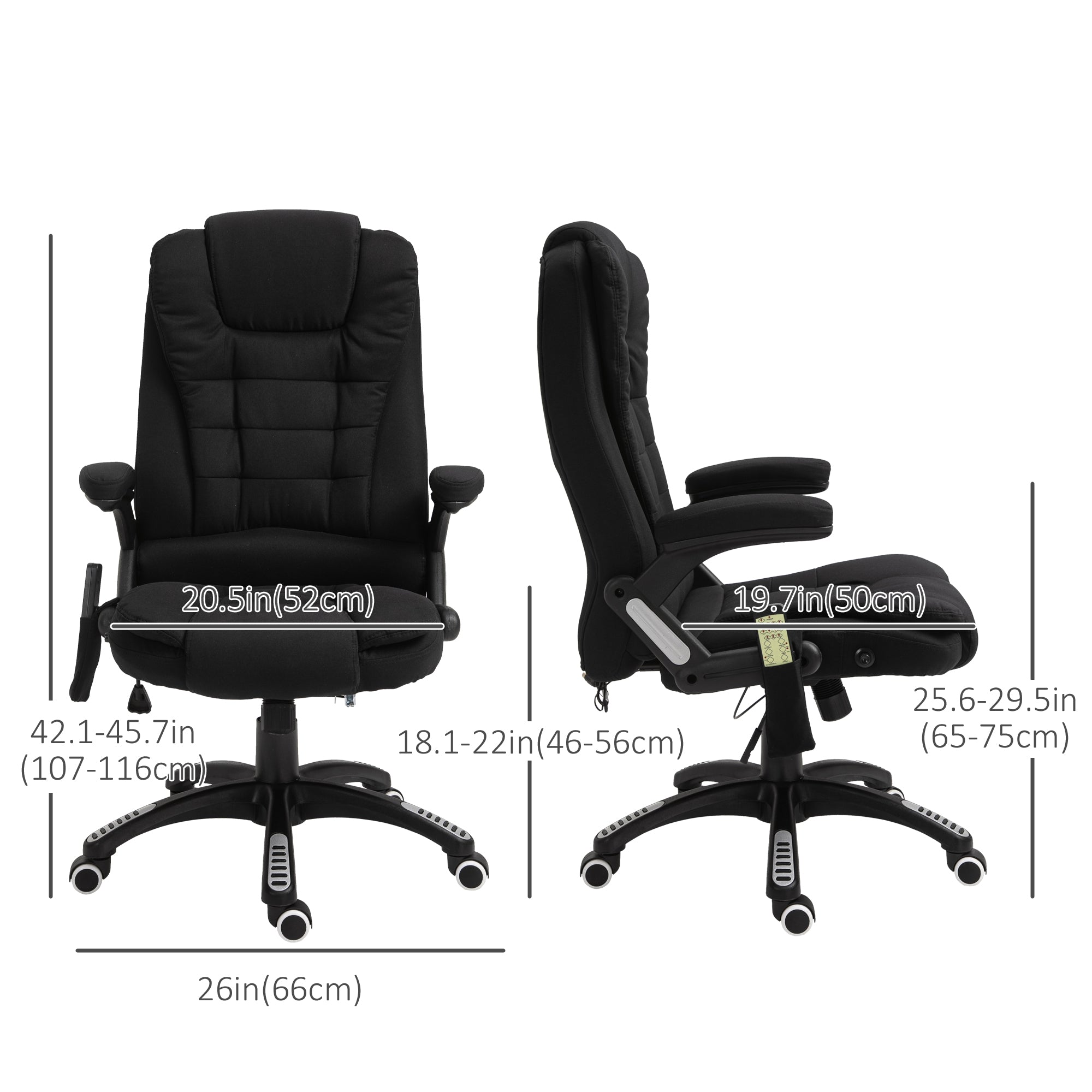 Vinsetto 6 Point Vibrating Massage Home Office Chair High Back Executive Chair with Reclining Back, Swivel Wheels, Black