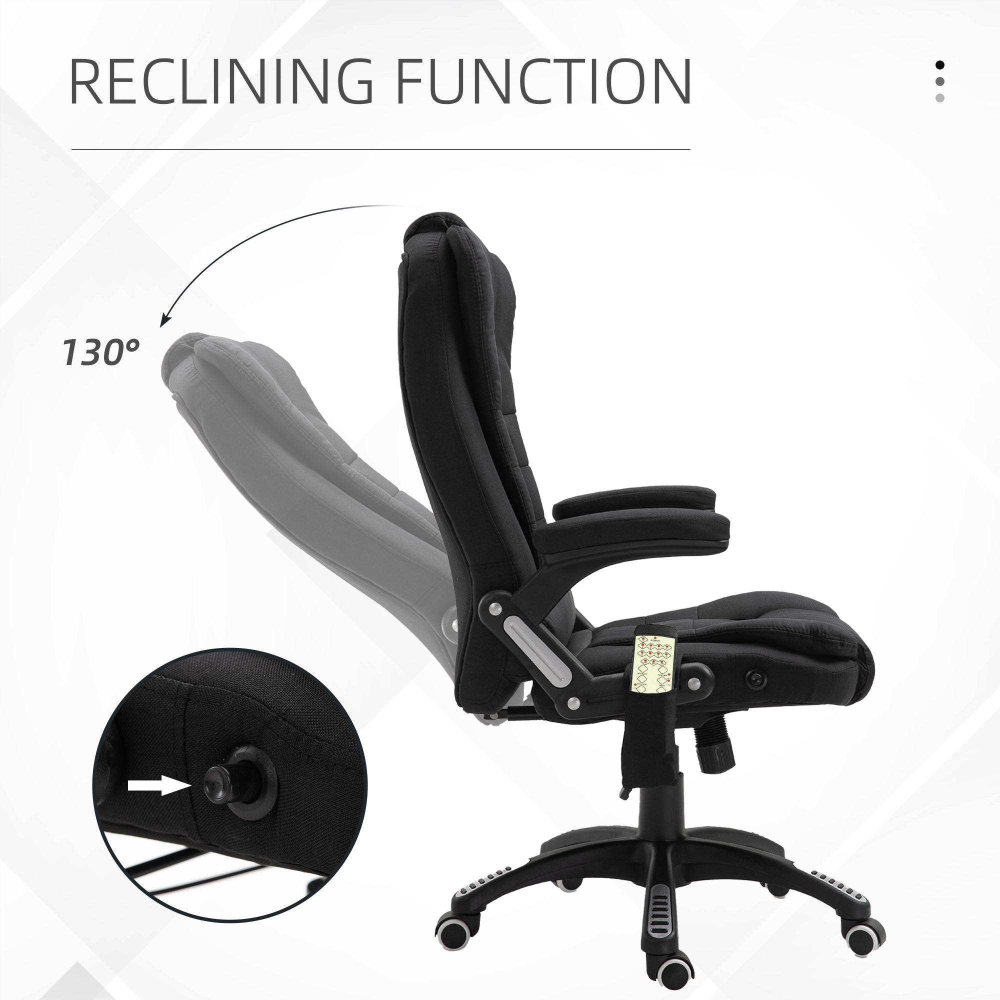 Vinsetto 6 Point Vibrating Massage Home Office Chair High Back Executive Chair with Reclining Back, Swivel Wheels, Black