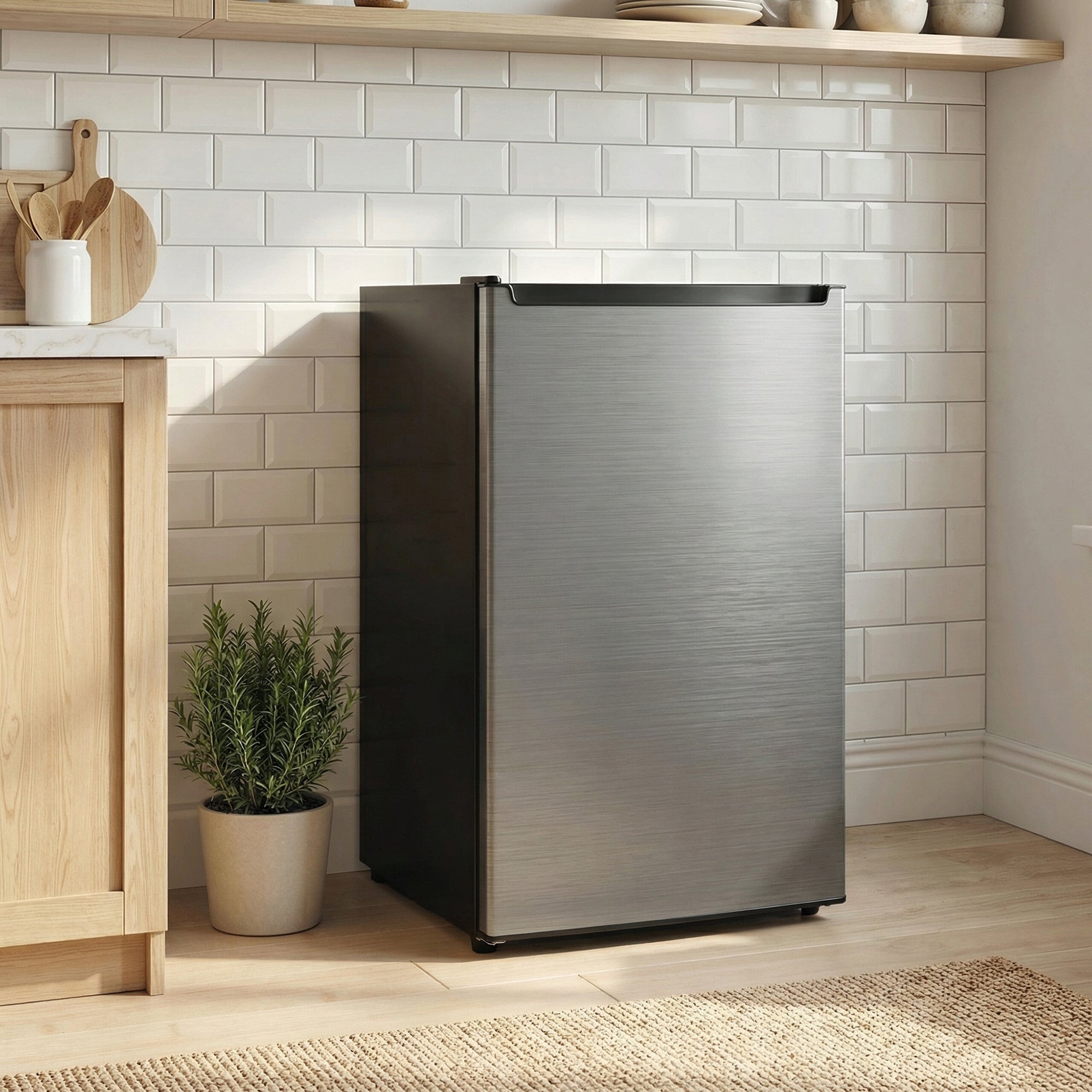 Compact Upright Freezer, 2.1 Cubic Feet Mini Freezer with Reversible Door, Removable Shelf, Adjustable Temperature for Home Office, Apartment, Dormitory, Silver