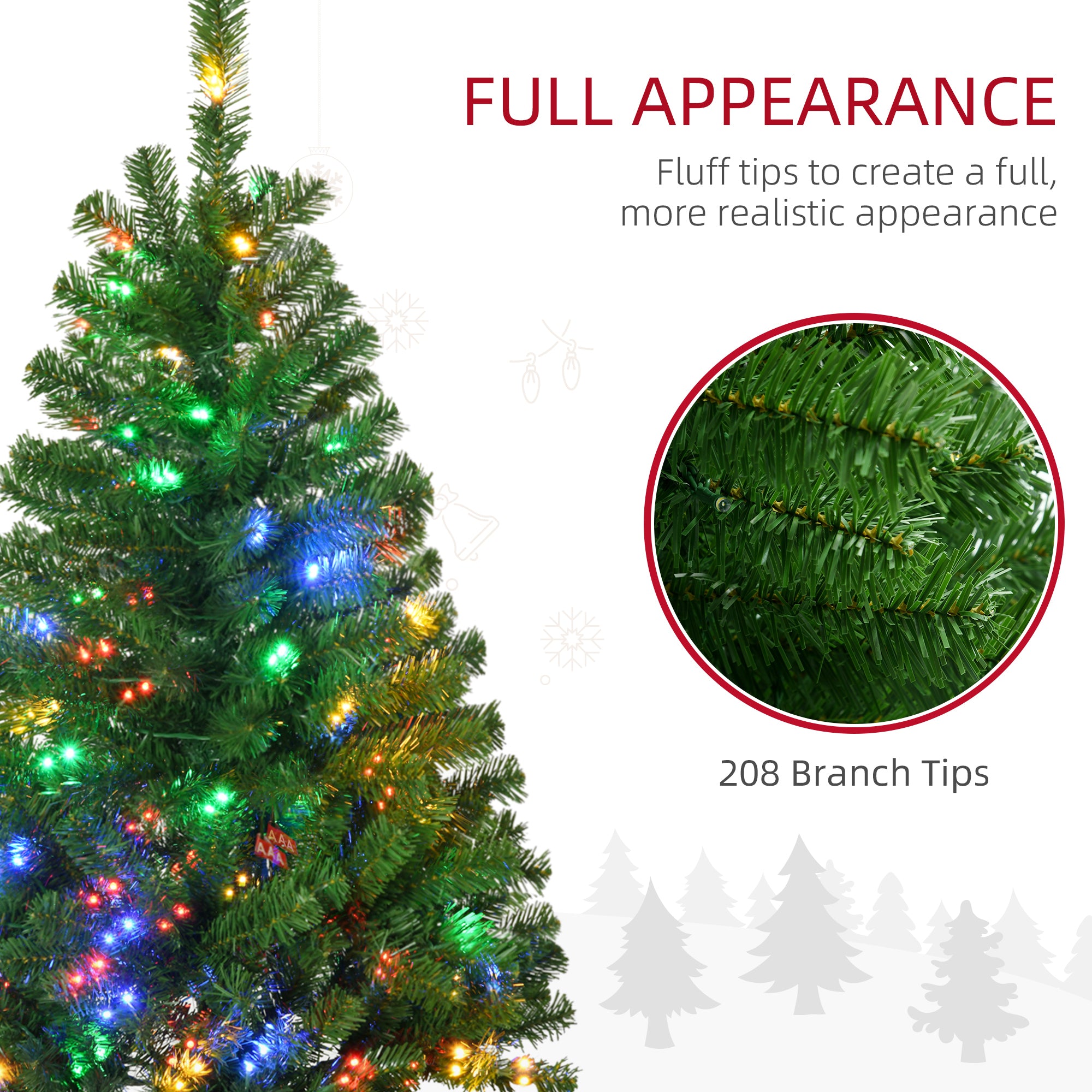 4' Artificial Prelit Christmas Trees with Warm White or Colorful LED Lights, Auto Open