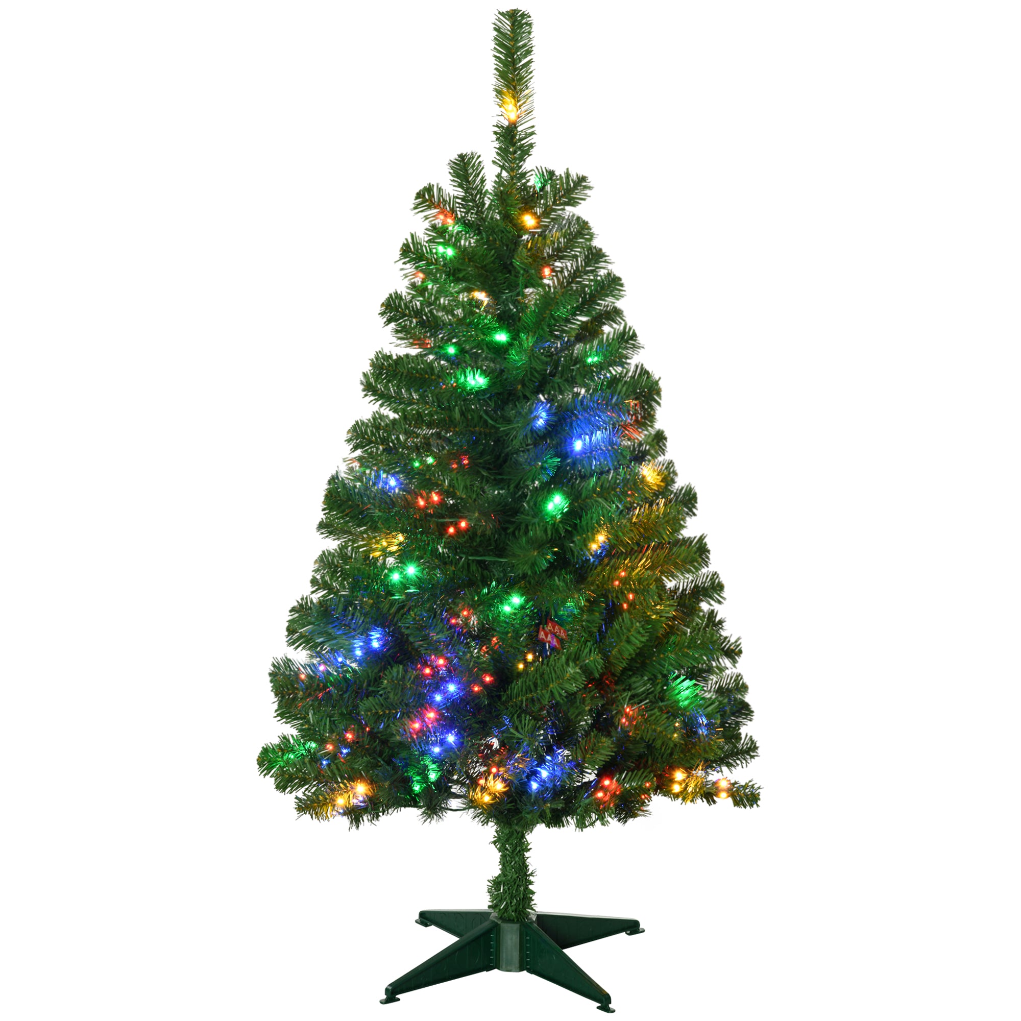 4' Artificial Prelit Christmas Trees with Warm White or Colorful LED Lights, Auto Open