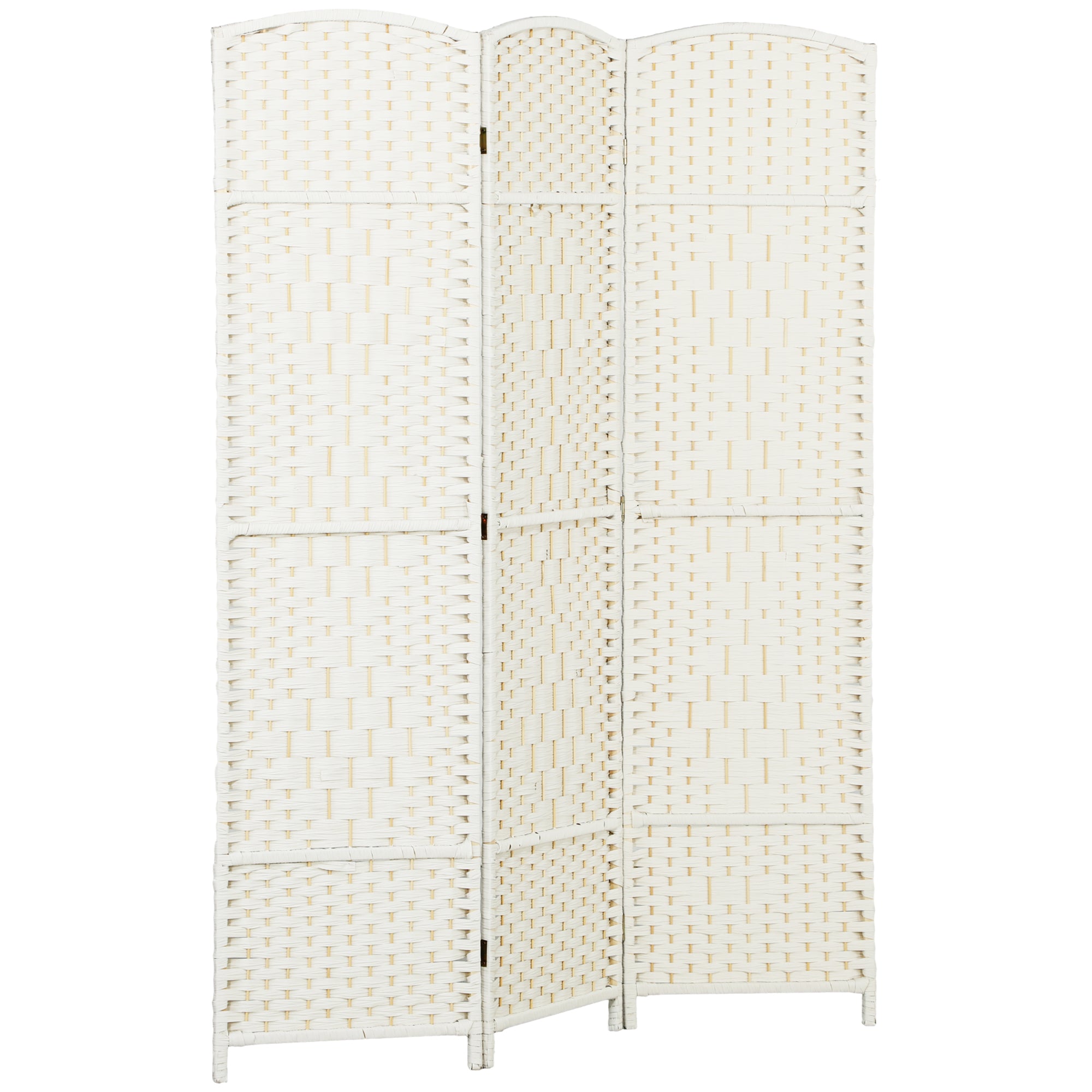 Folding Room Divider Screen 3 Panel 6' Tall Privacy Screen Freestanding Wood Partition White