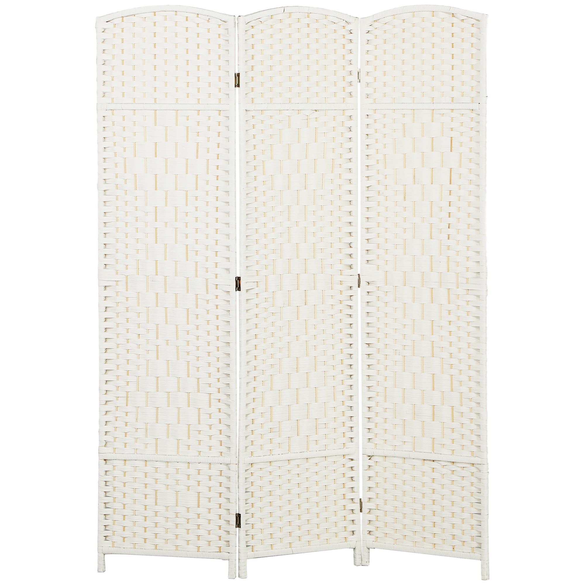 Folding Room Divider Screen 3 Panel 6' Tall Privacy Screen Freestanding Wood Partition White