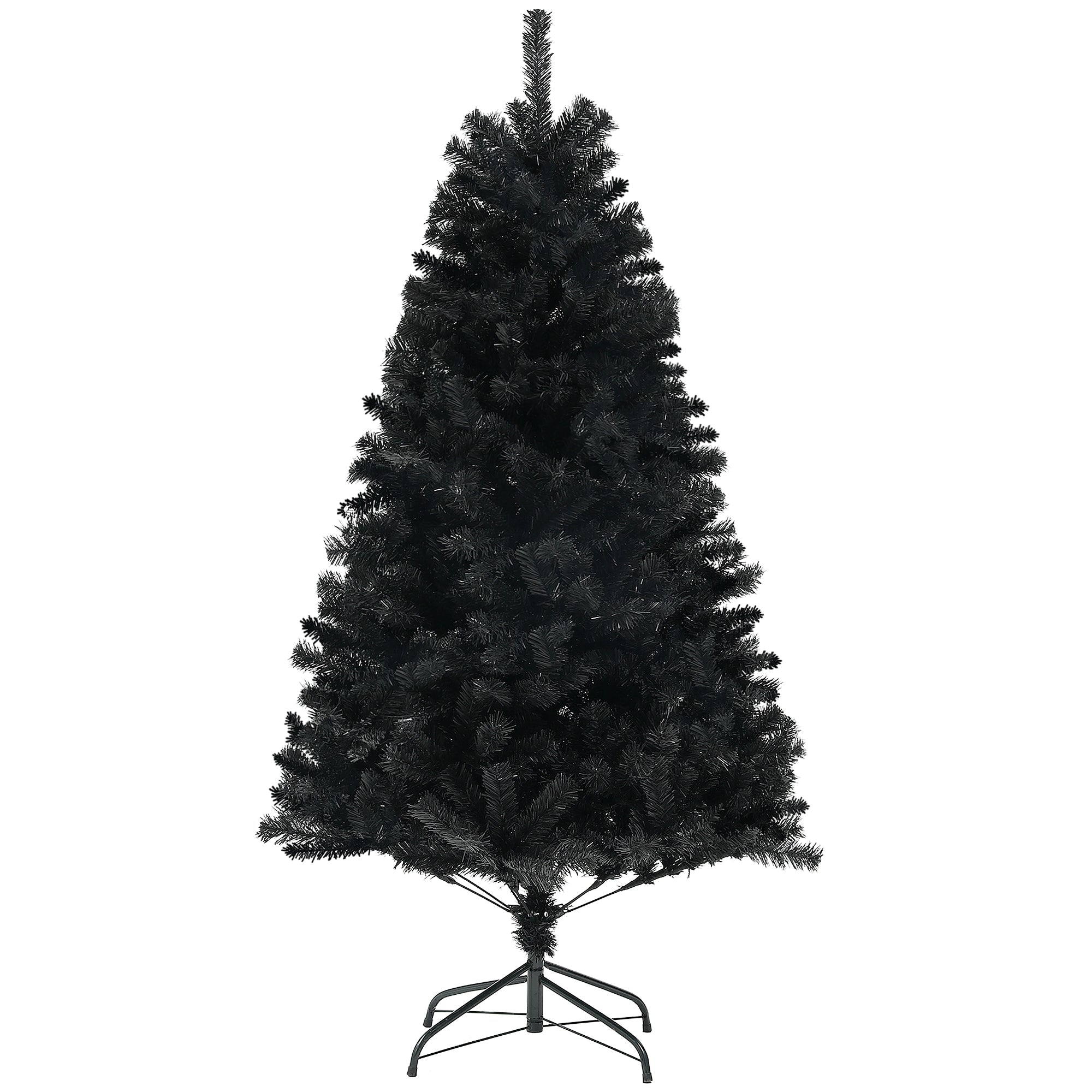 HOMCOM 6ft Unlit Artificial Christmas Tree, Xmas Tree with 1000 Branch Tips, Auto Open and Steel Base, Holiday Decoration for Home Office, Black