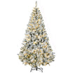 HOMCOM 6ft Prelit Snow Flocked Artificial Christmas Tree, Realistic Xmas Tree with 220 Warm White LED Light and 638 Tips, Metal Base, Auto Open, Green
