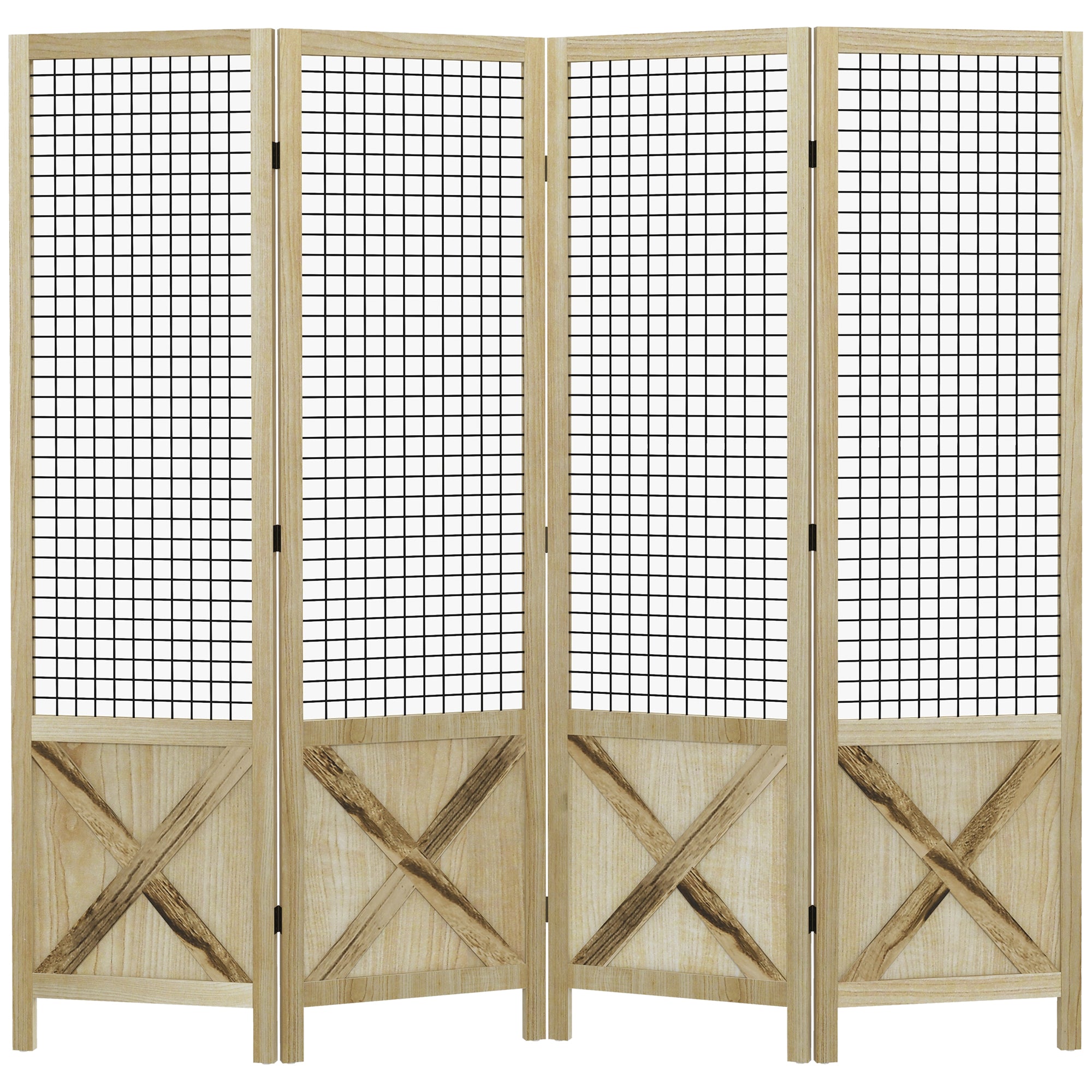 4.7' 4 Panel Room Divider Indoor Privacy Screens for Home Natural