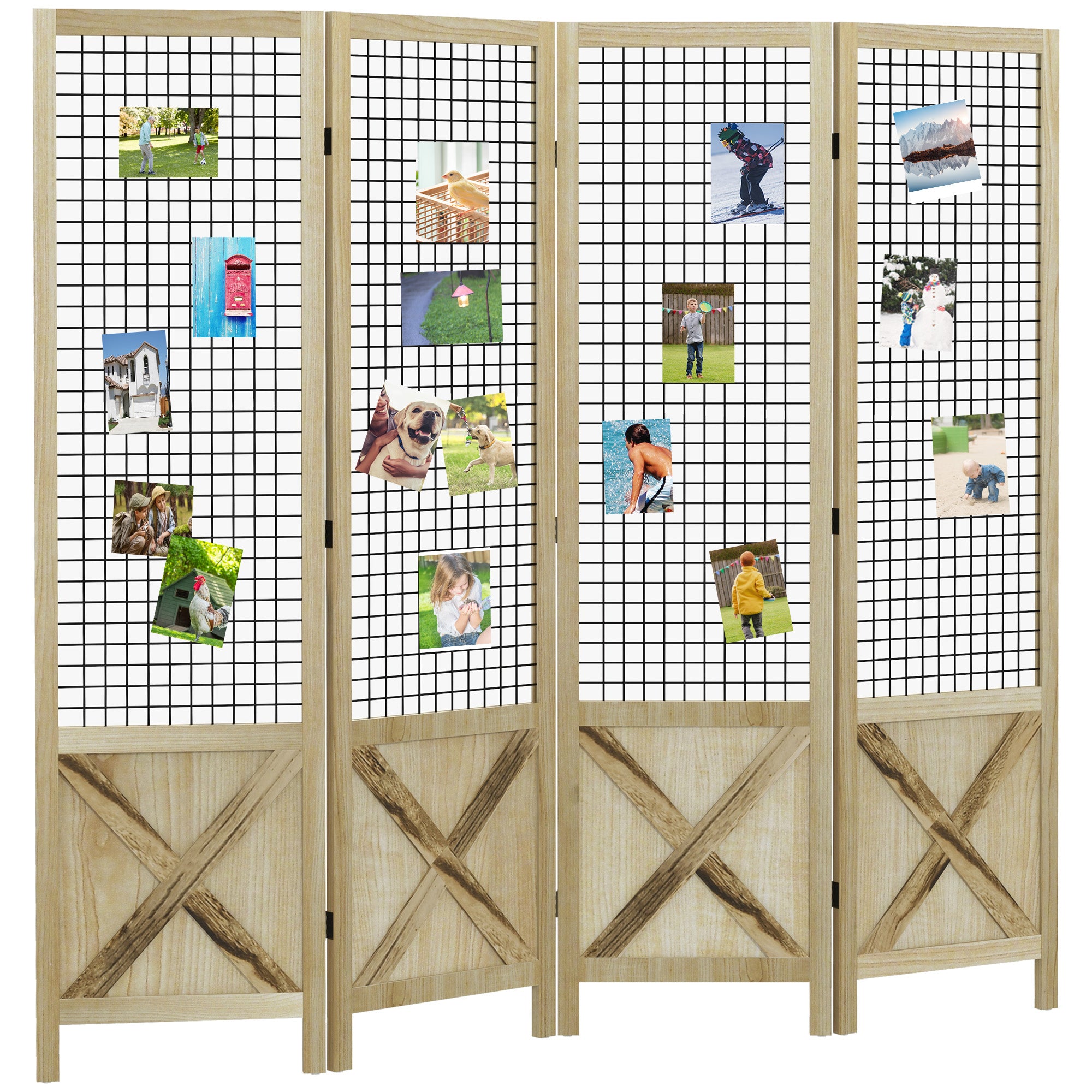 4.7' 4 Panel Room Divider Indoor Privacy Screens for Home Natural