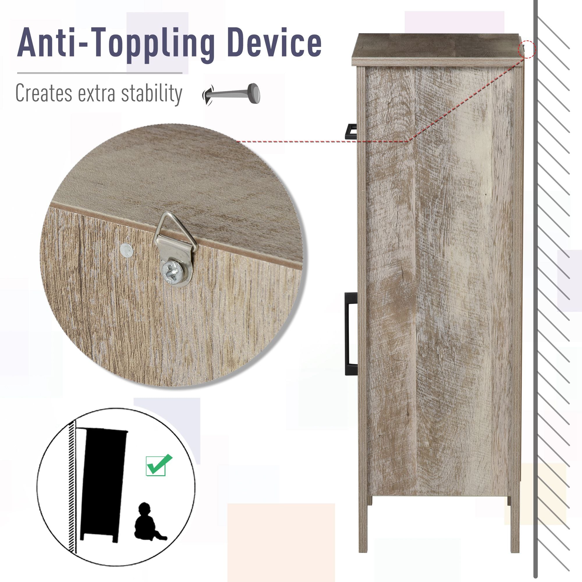 35" Bathroom Cabinet, Farmhouse Bathroom Storage Cabinet with Drawer and Adjustable Shelf, Freestanding Slim Storage Unit for Small Spaces, Distressed Wood Grain