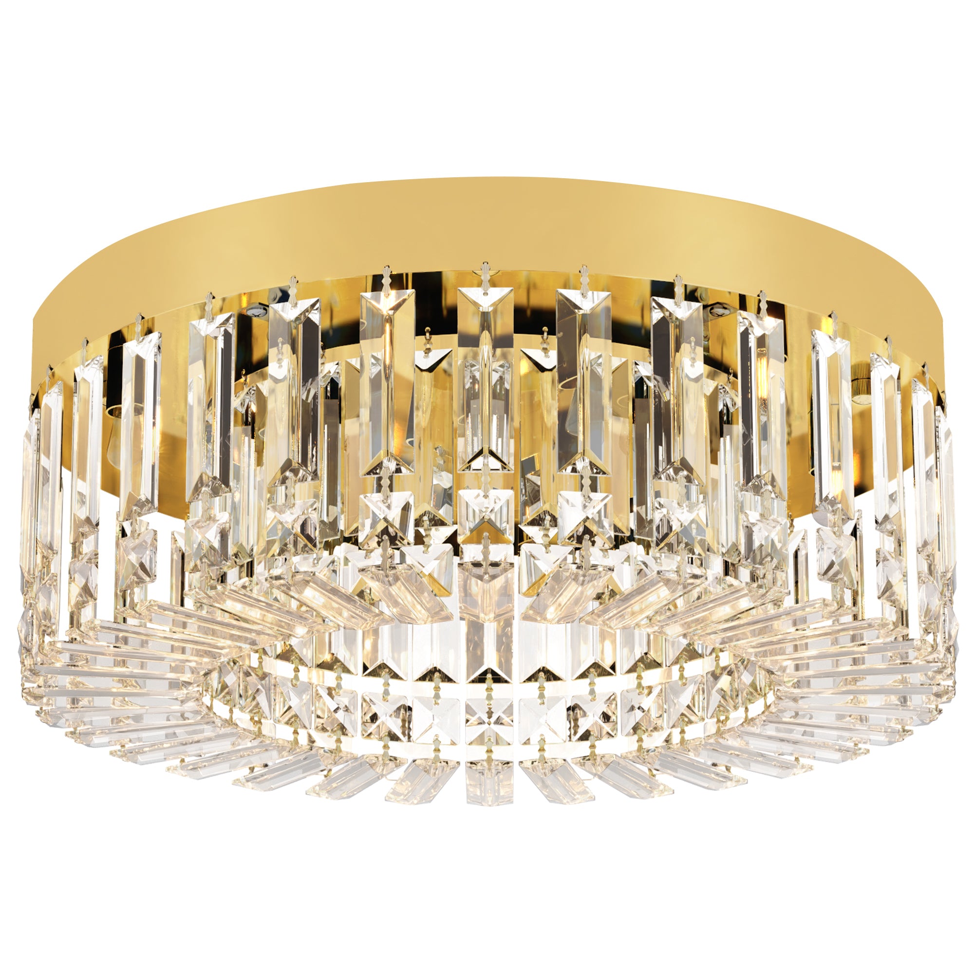 Crystal Chandeliers Ceiling Light with 160 Crystal Pendants, Modern 6-Light Flush Mount Ceiling Light for Living Room, Bedroom, Dining Room, Hall, Gold Tone