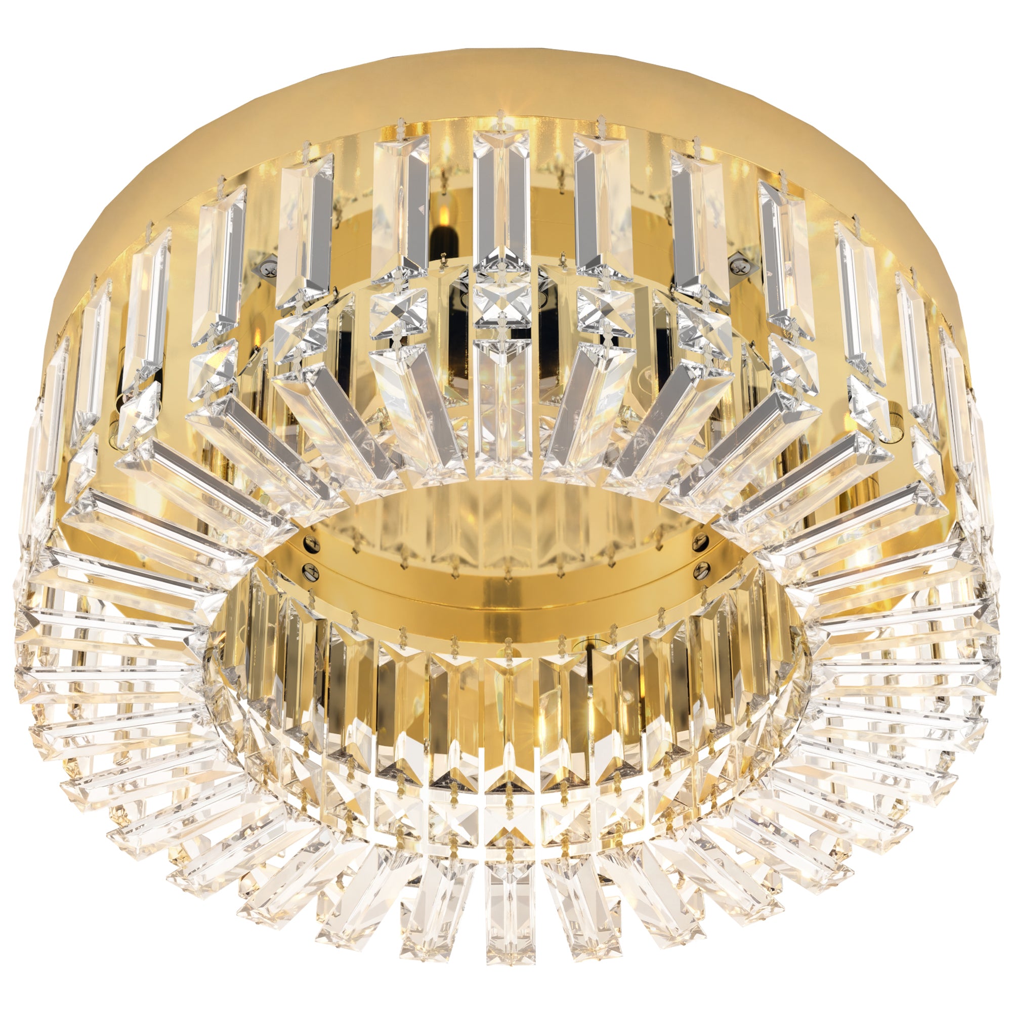 Crystal Chandeliers Ceiling Light with 160 Crystal Pendants, Modern 6-Light Flush Mount Ceiling Light for Living Room, Bedroom, Dining Room, Hall, Gold Tone