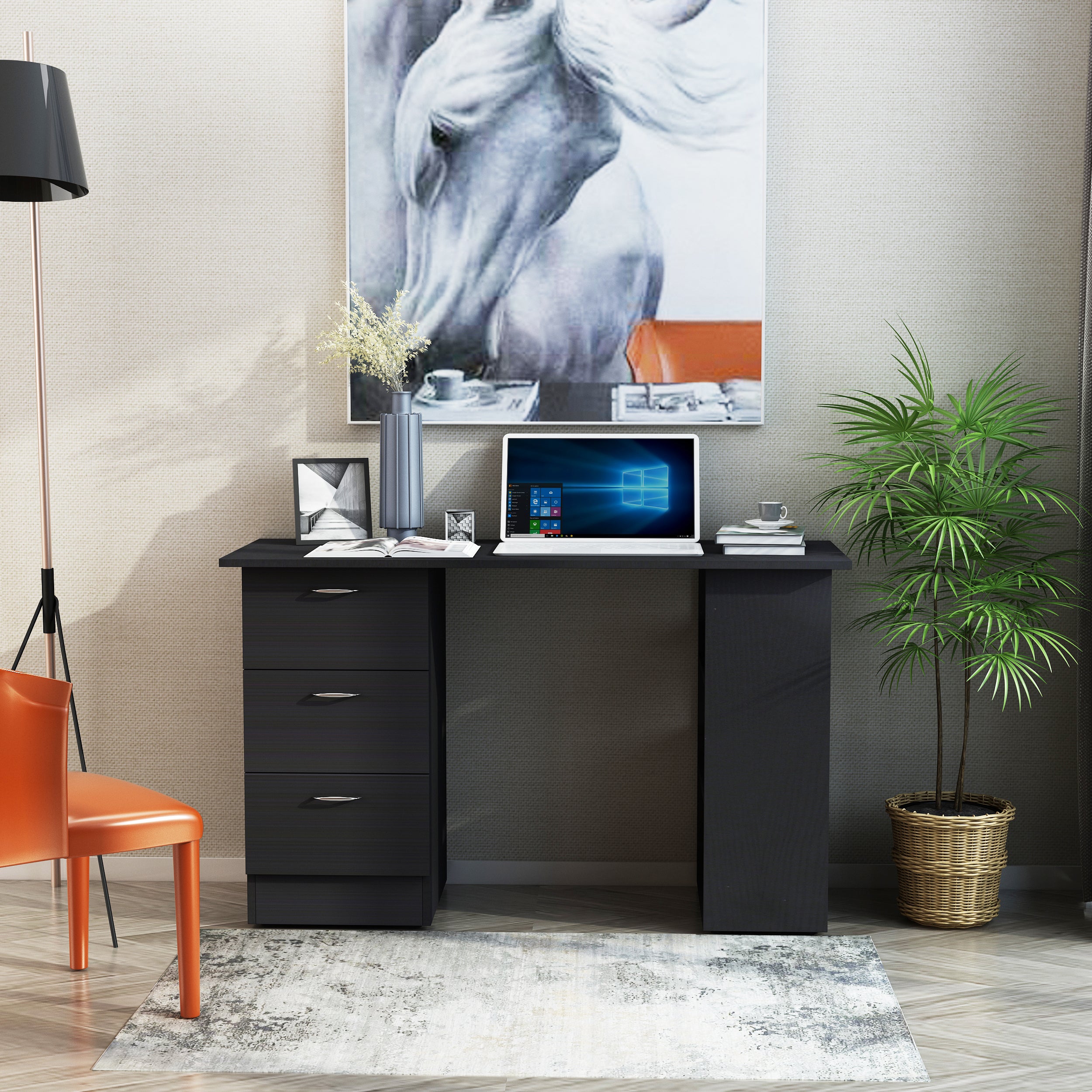 47" Modern Home Office Computer Workstation Desk Black - HOMCOM