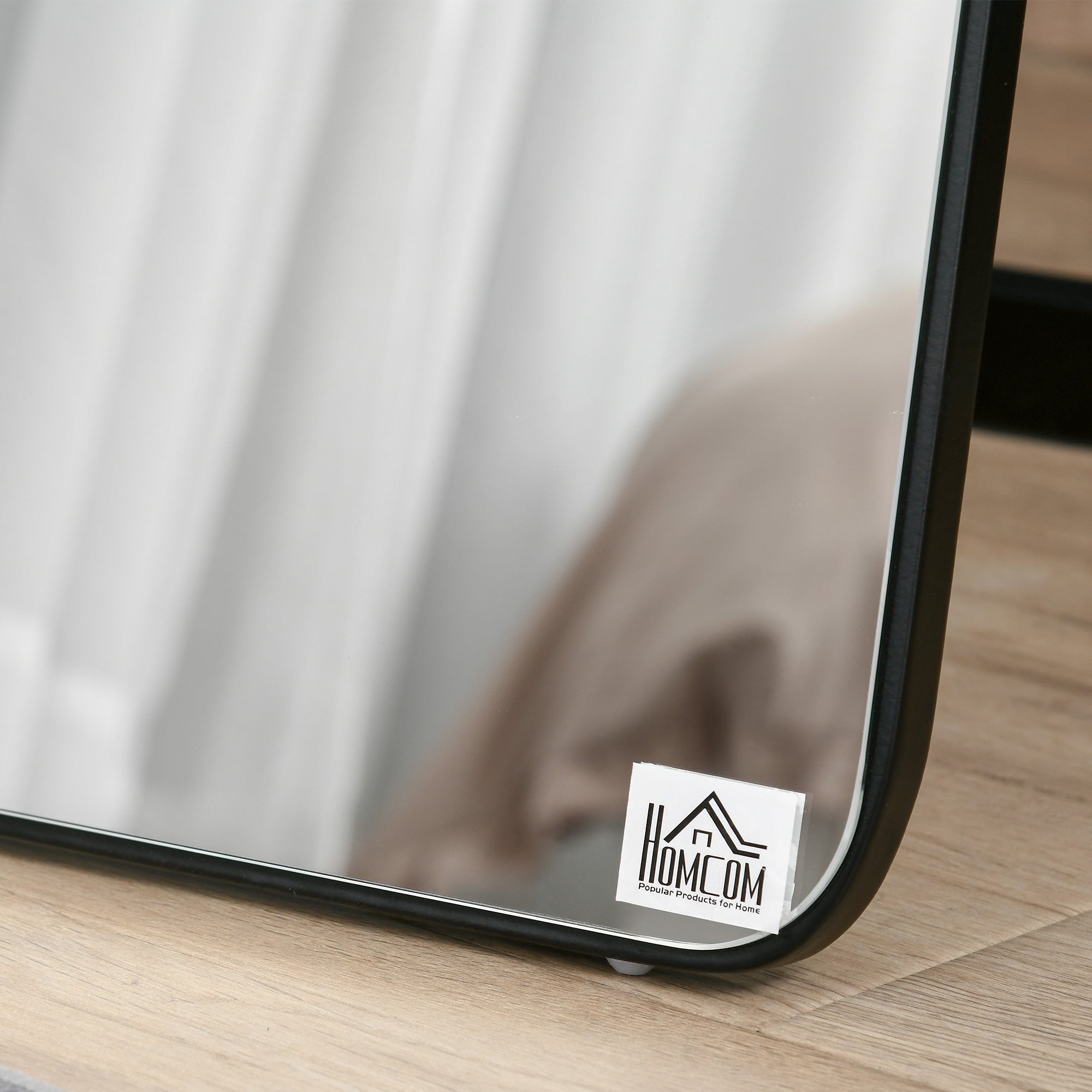 HOMCOM 62"x15" Full Length Mirror, Floor Standing, Wall-Mounted or Leaning Against Wall Tall Mirror with Support Frame, Rectangular Full Body Mirror for Bedroom, Living Room, Black