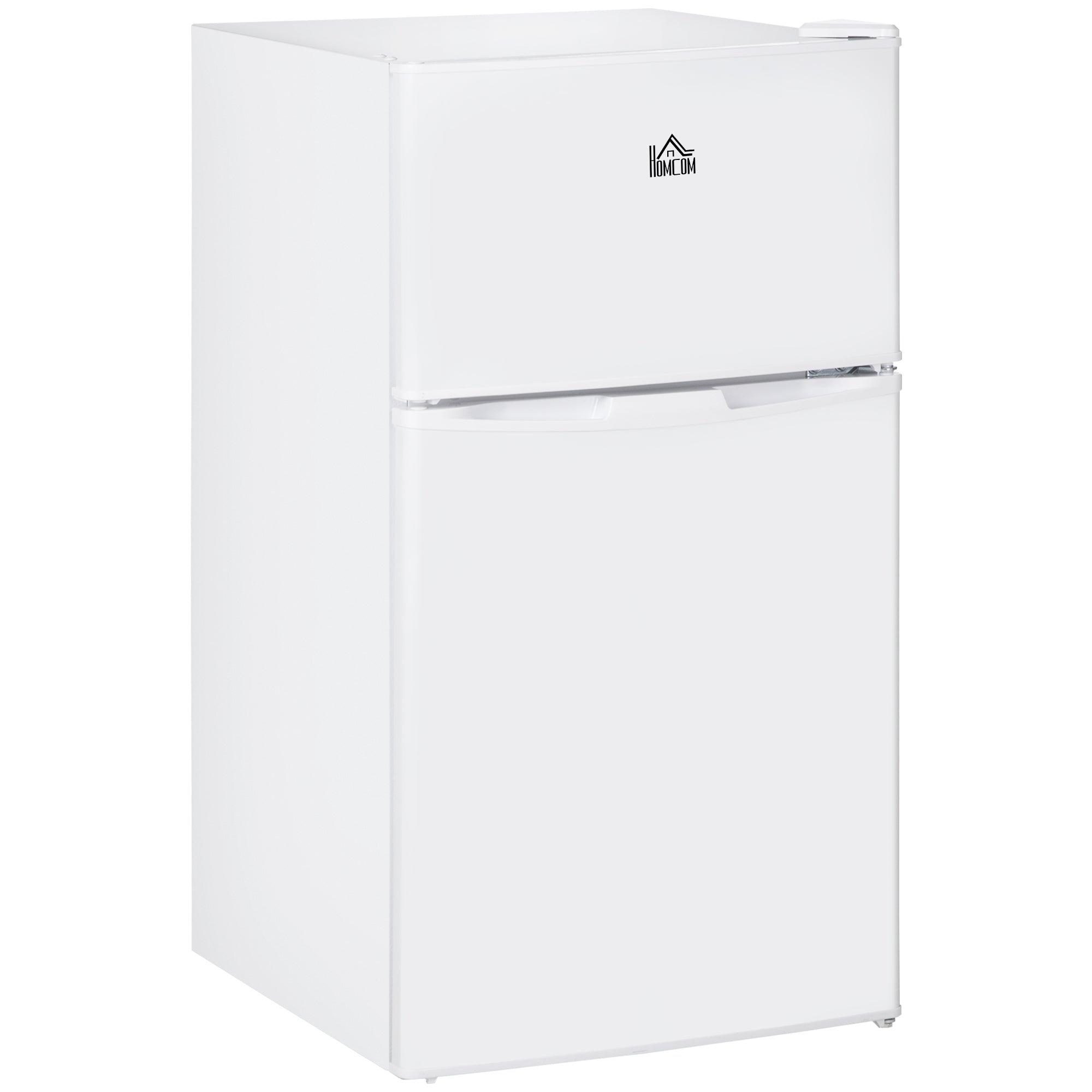 HOMCOM Mini Fridge with Freezer, 3.2 Cu. Ft. Compact Refrigerator with Adjustable Shelves, Mechanical Thermostat, Reversible Double Doors for Bedroom, Dorm, Kitchen, White