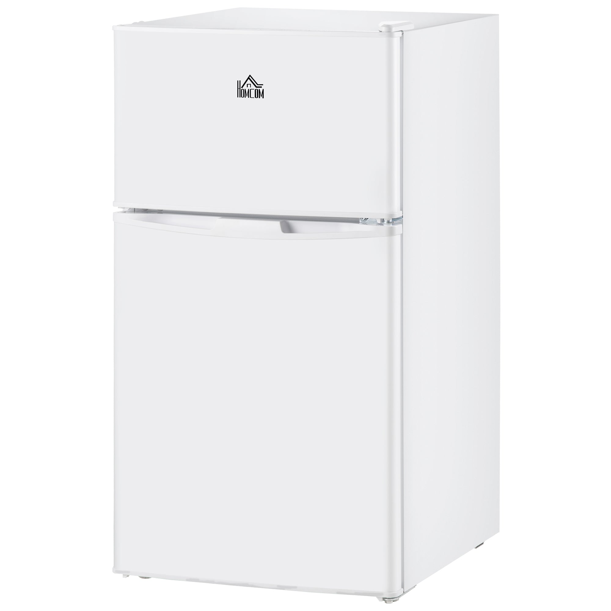 HOMCOM Mini Fridge with Freezer, 3.2 Cu. Ft. Compact Refrigerator with Adjustable Shelves, Mechanical Thermostat, Reversible Double Doors for Bedroom, Dorm, Kitchen, White