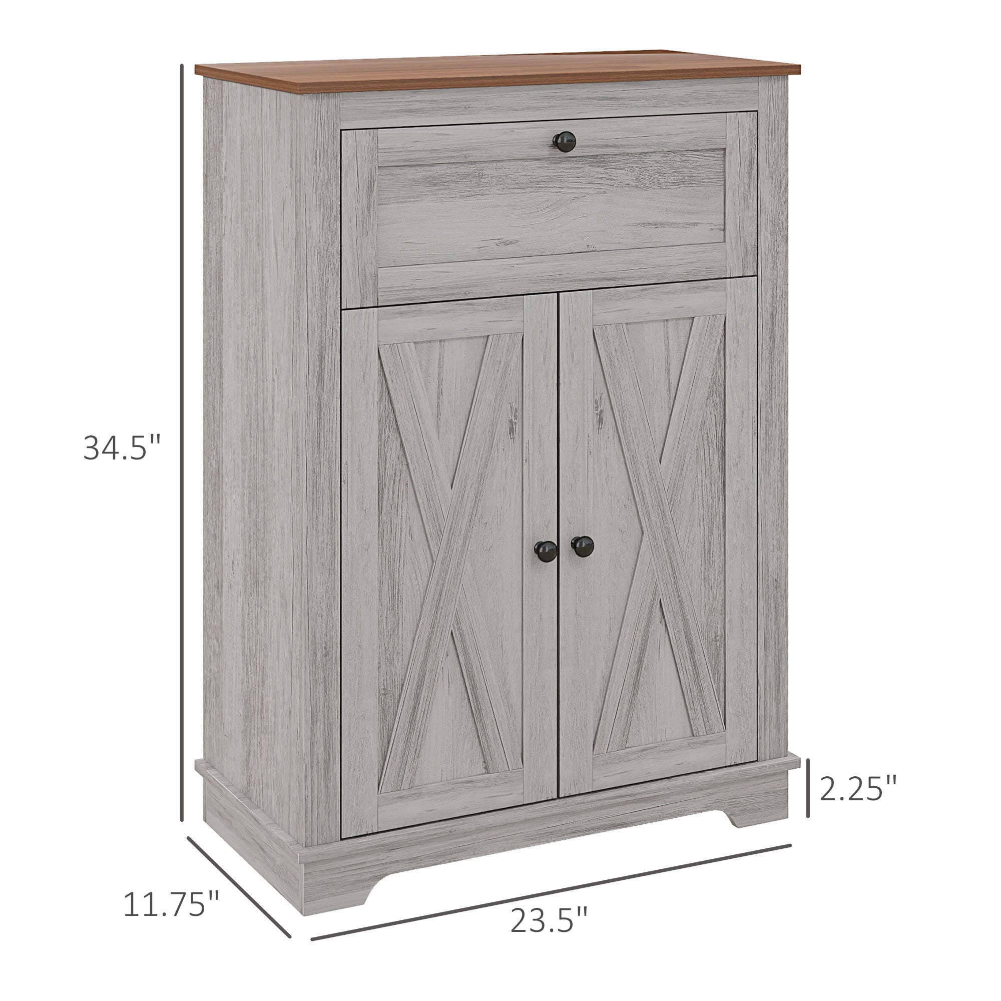 Farmhouse Sideboard Storage Cabinet with Doors and Drawer Light Gray