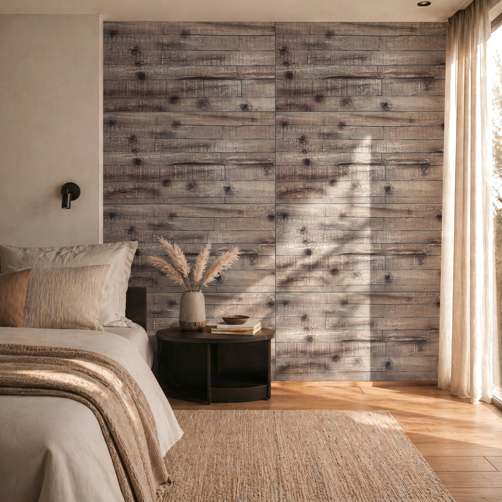 8-Pack 3D Faux Wood Wall Panels, Lightweight Polyurethane Panels for Interior and Exterior Accent Walls, Water-Resistant, 4' x 2', Cover 61.8 Sq.Ft., 0.6" Thick, Gray Wood Grain