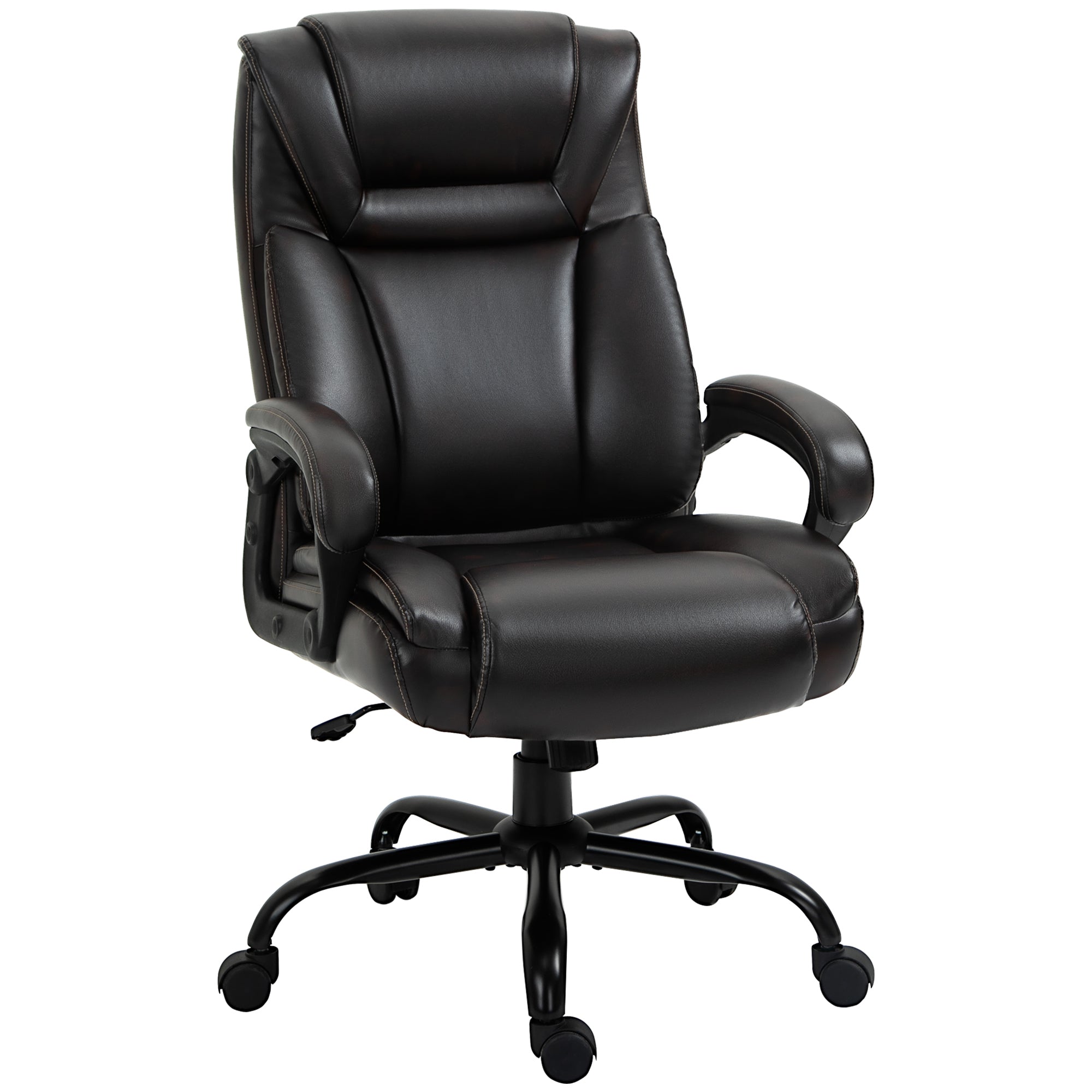 Vinsetto Executive Office Chair, Large, 400LBS Capacity, High Back, PU Leather, Adjustable Height, Swivel Wheels, Brown