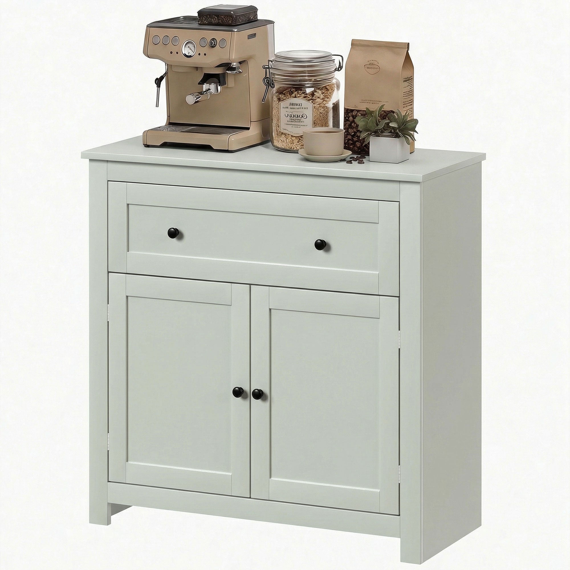 Sideboard Storage Cabinet, Modern Kitchen Cupboard with Adjustable Shelf, Drawer and Double Doors, Sideboard for Living Room, Dining Room, Hallway, Green