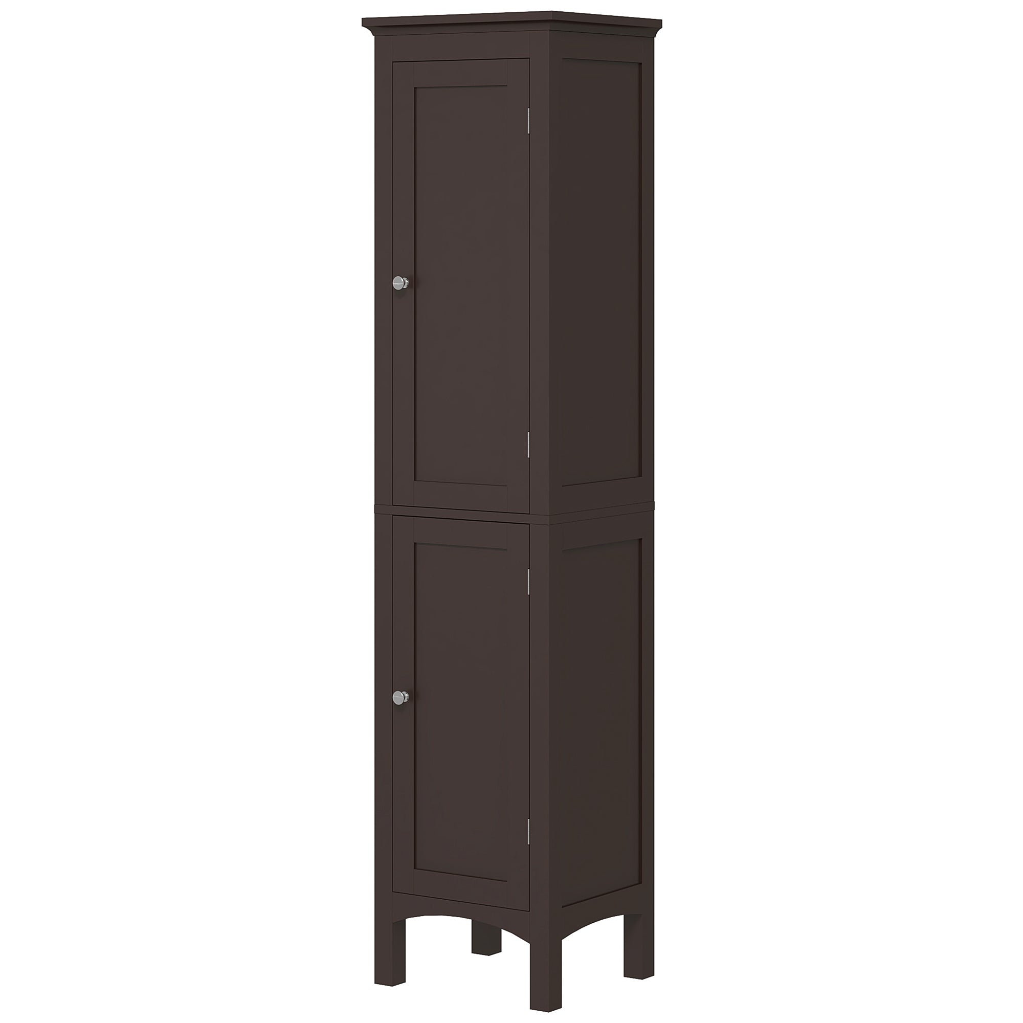 kleankin Bathroom Tall Cabinet, Freestanding Storage Organizer with Adjustable Shelves and 2 Doors, Dark Brown