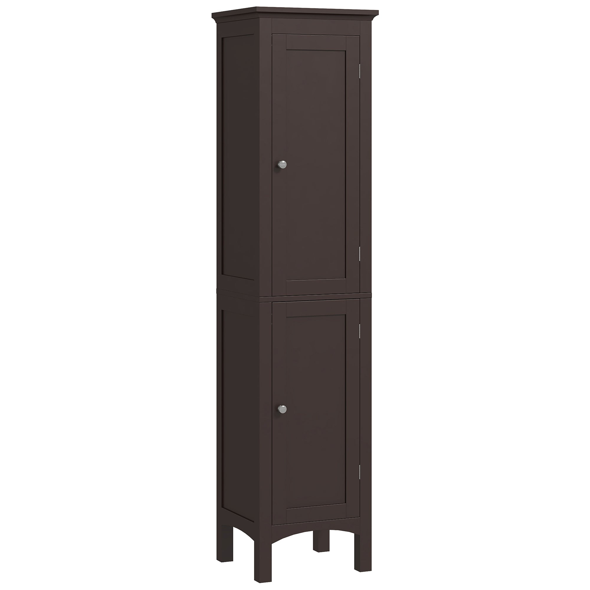 kleankin Bathroom Tall Cabinet, Freestanding Storage Organizer with Adjustable Shelves and 2 Doors, Dark Brown