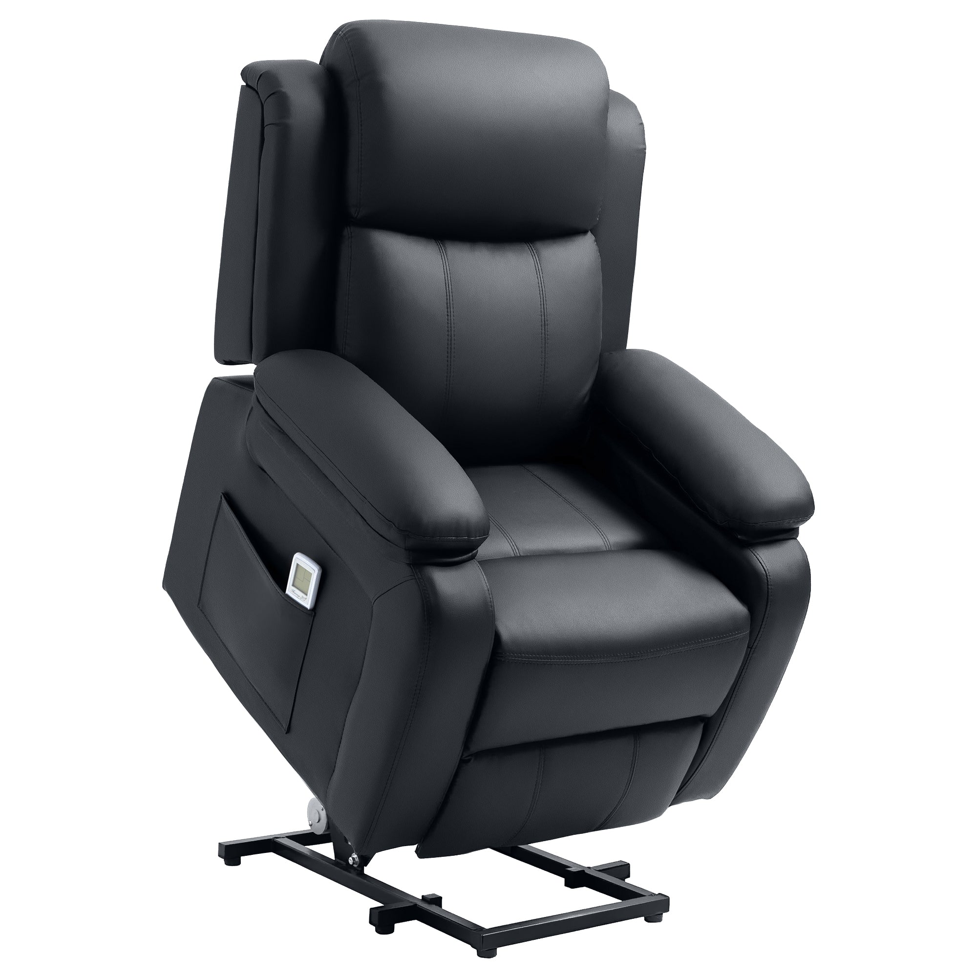 Riser and Recliner Chair with Vibration Massage, PU Leather Power Lift Chair for Elderly with Thick and High Back, Headrest, Removable Armrests, Side Pockets, Electric Lift Armchair, Black