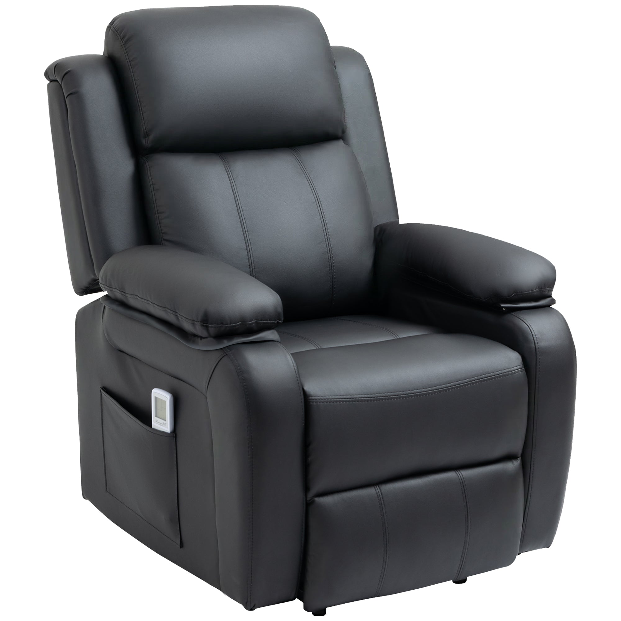 Riser and Recliner Chair with Vibration Massage, PU Leather Power Lift Chair for Elderly with Thick and High Back, Headrest, Removable Armrests, Side Pockets, Electric Lift Armchair, Black