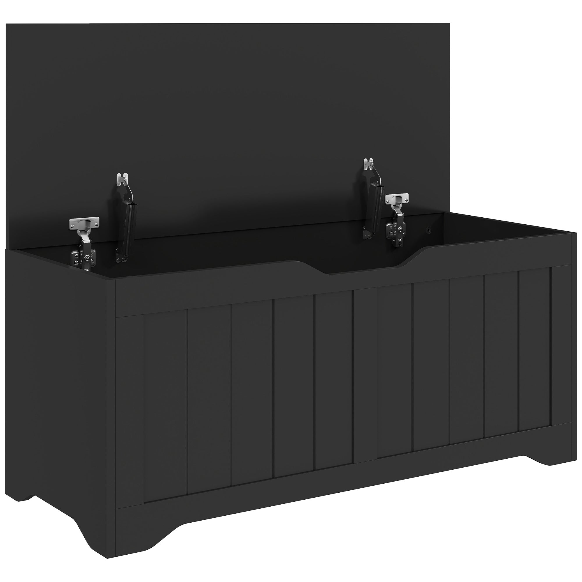 Storage Chest, Modern Storage Trunk with 2 Safety Hinges and Handle-Free Design, Storage Bench for Living Room, Shoe Bench for Entryway, 39.4" x 15.7" x 17.7", Black