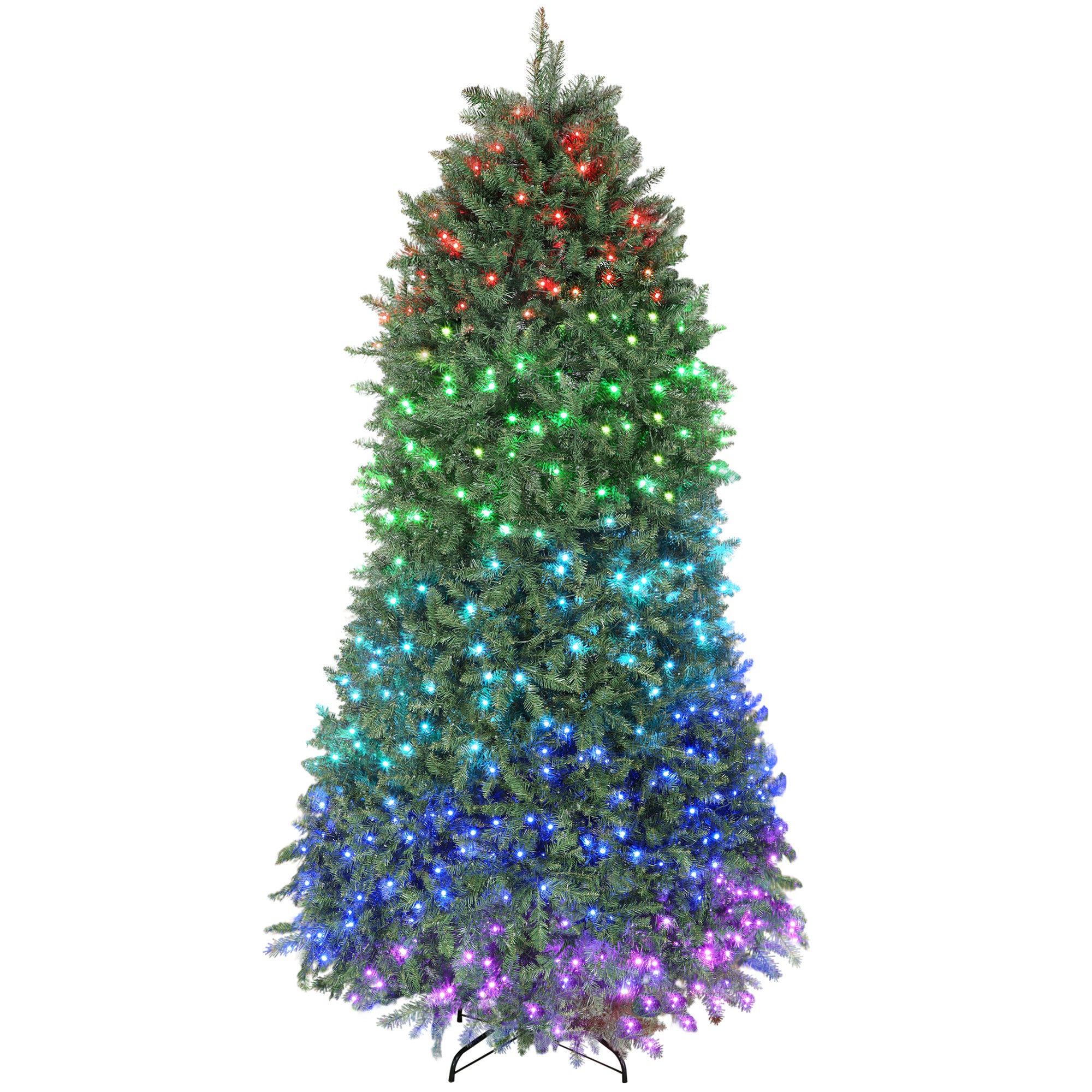 9ft Smart Prelit Christmas Tree with Full-Spectrum RGB Dimmable LEDs, App and Remote Control, Wide Full Hinged Xmas Tree, Easy Assembly, Artificial Holiday Decoration, Green