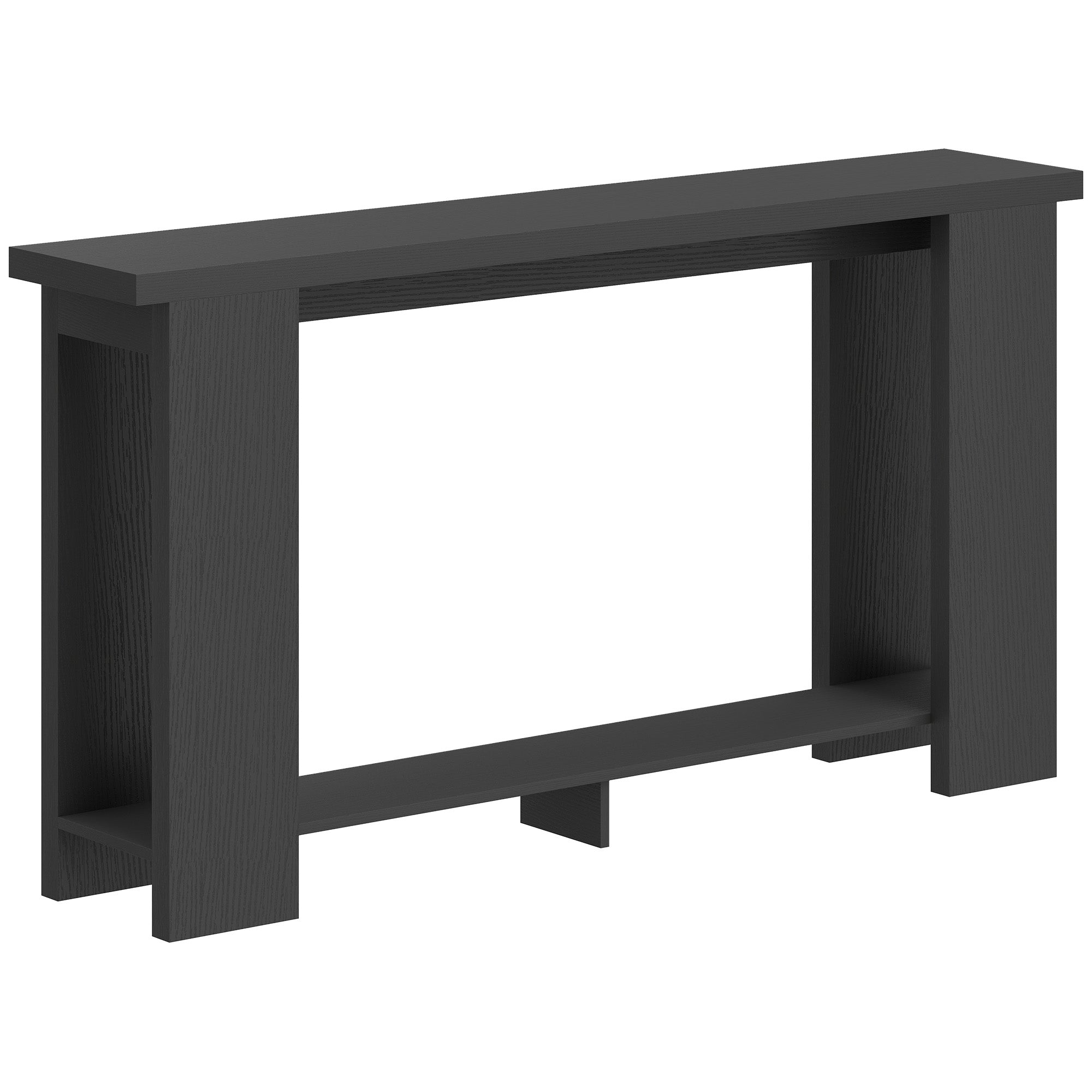 Farmhouse Console Table, 63" Narrow Entryway Table with Storage Shelf and Thickened Tabletop for Living Room, Hallway, Entrance, Distressed Black