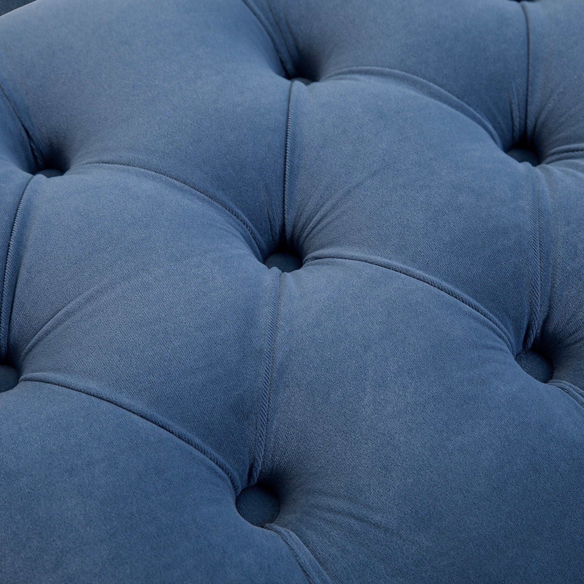 HOMCOM Velvet Upholstered Bench, End of Bed Bench, Entryway Shoe Bench with Button Tufted for Living Room, Bedroom, Blue