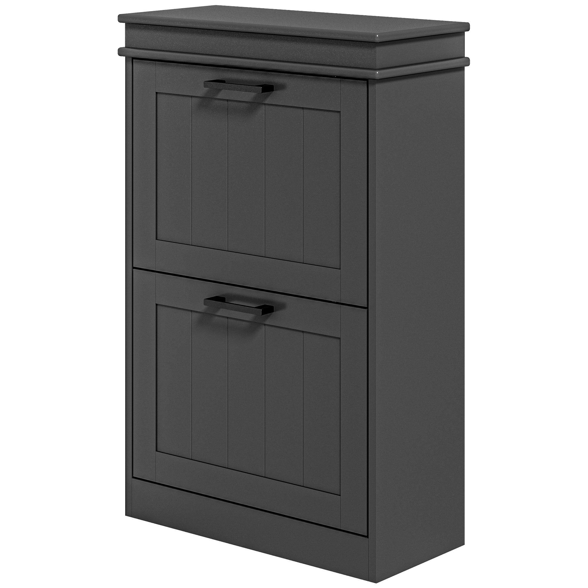 Modern Shoe Storage Cabinet with 2 Flip Drawers for 10 Pairs, Narrow Shoe Organizer for Entryway, Hallway, Black